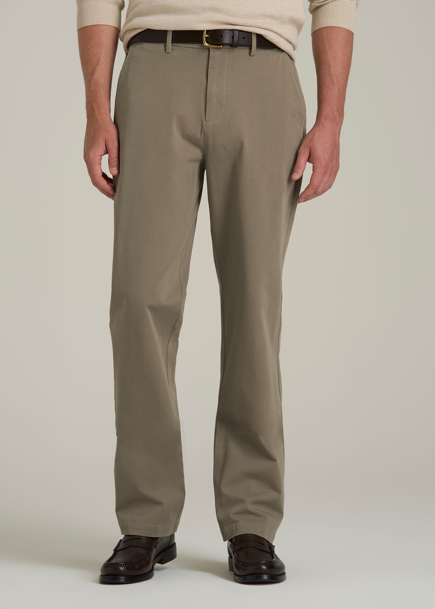 4-Way Stretch Commuter Straight Chino Pants for Tall Men in Dusty Khaki