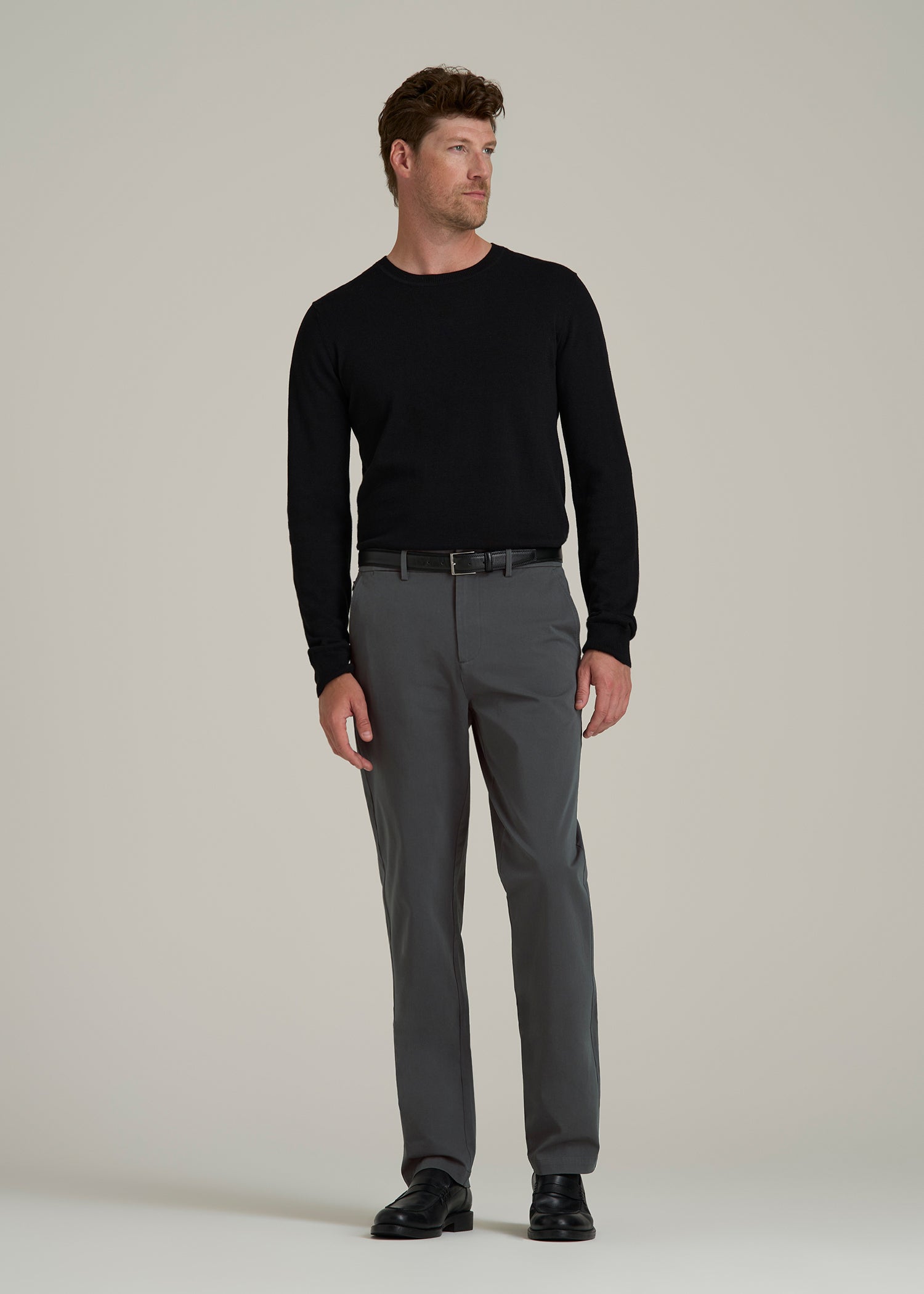 4-Way Stretch Commuter Tapered Chino Pants for Tall Men in Dark Ash