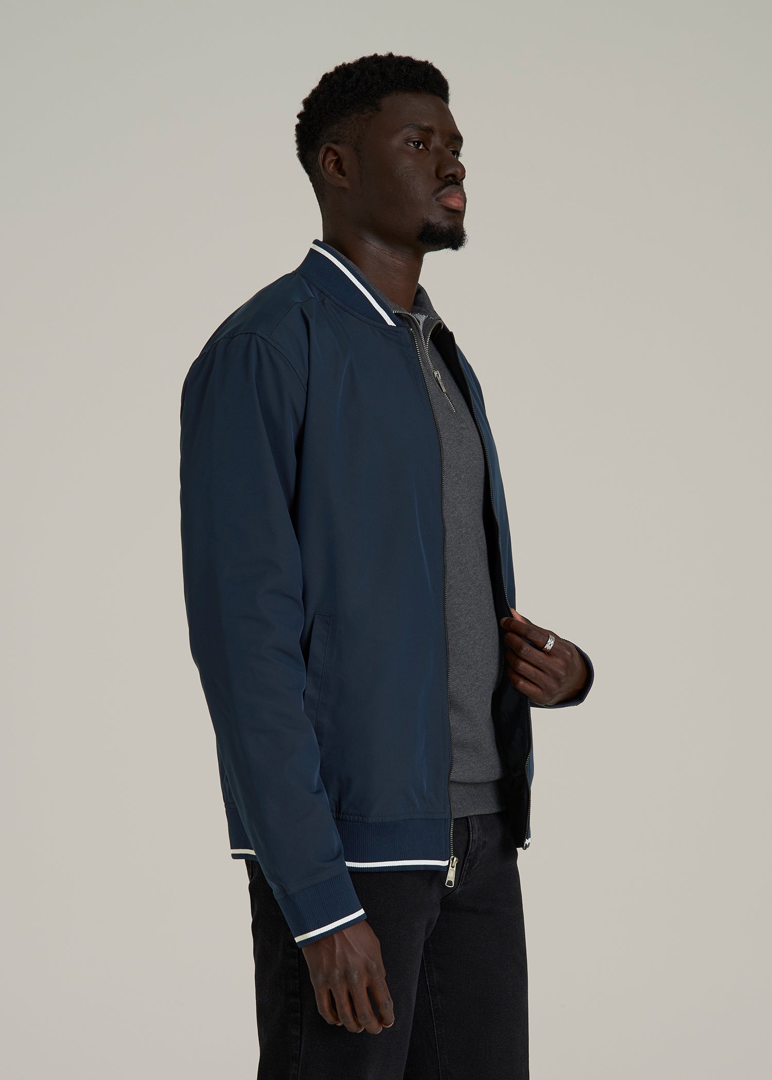 A.T. Bomber Jacket for Tall Men in Navy