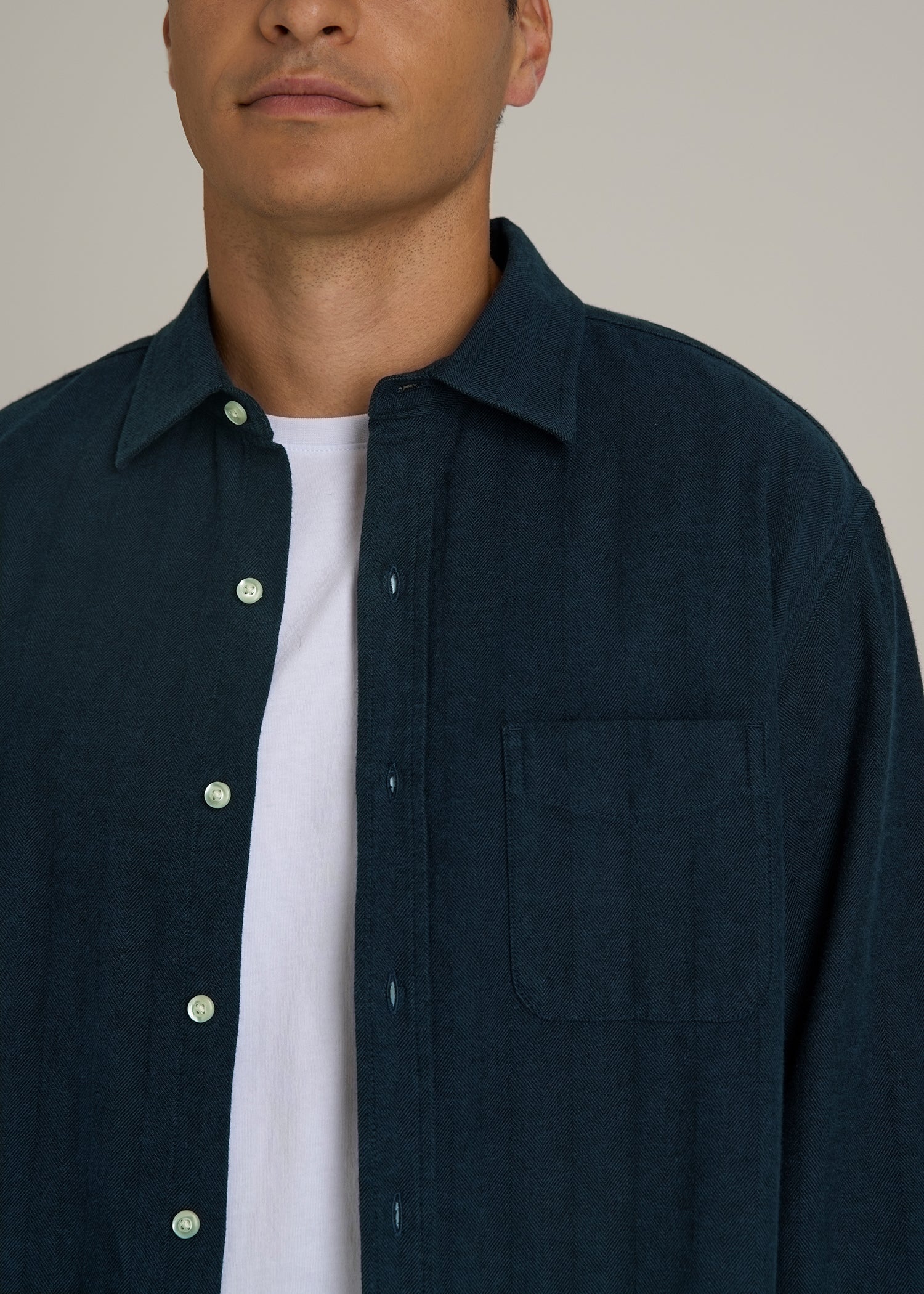 Nelson Flannel Shirt for Tall Men in Blue Chevron