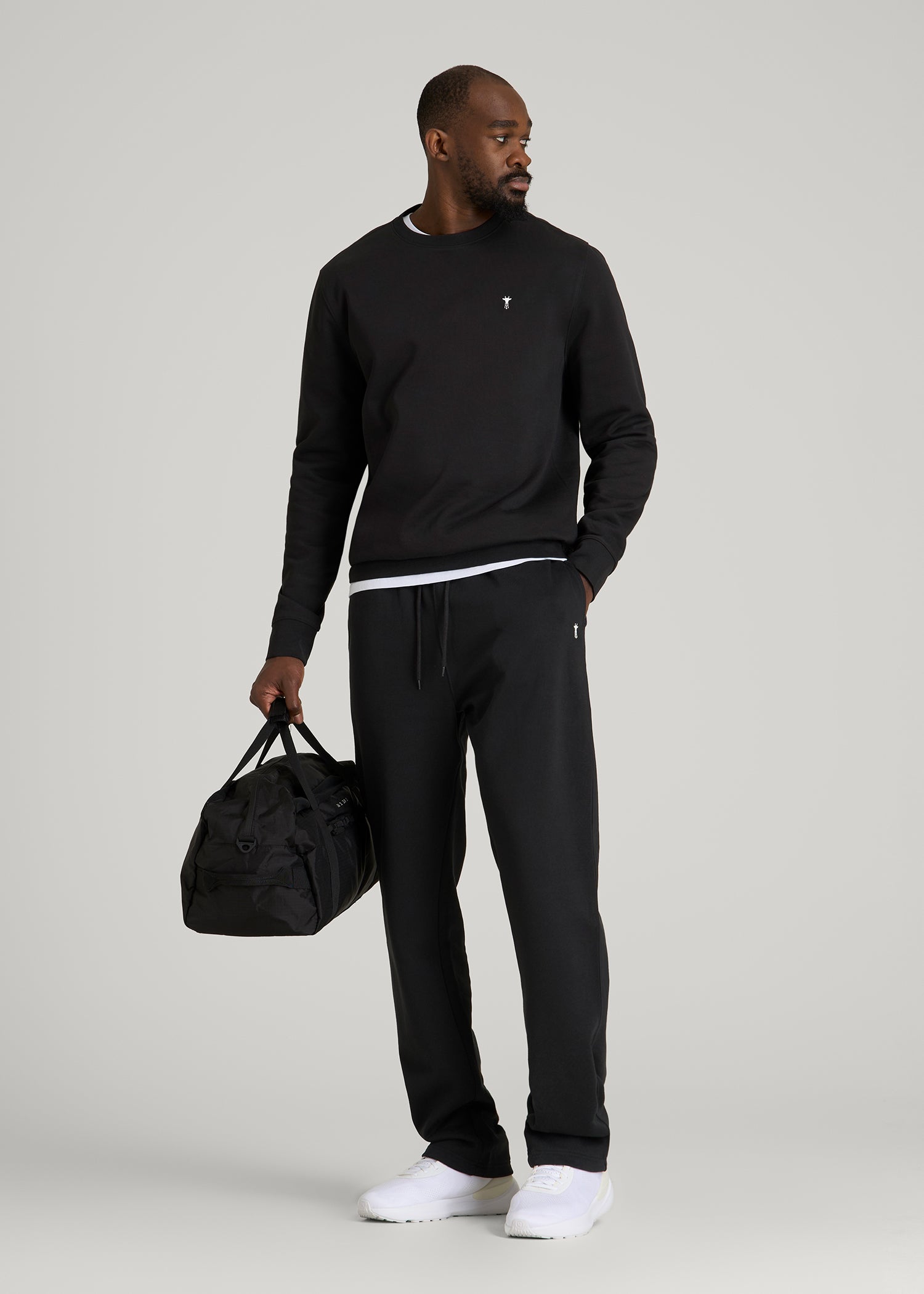 Core Motion Fleece Straight Leg Sweatpants for Tall Men in Black