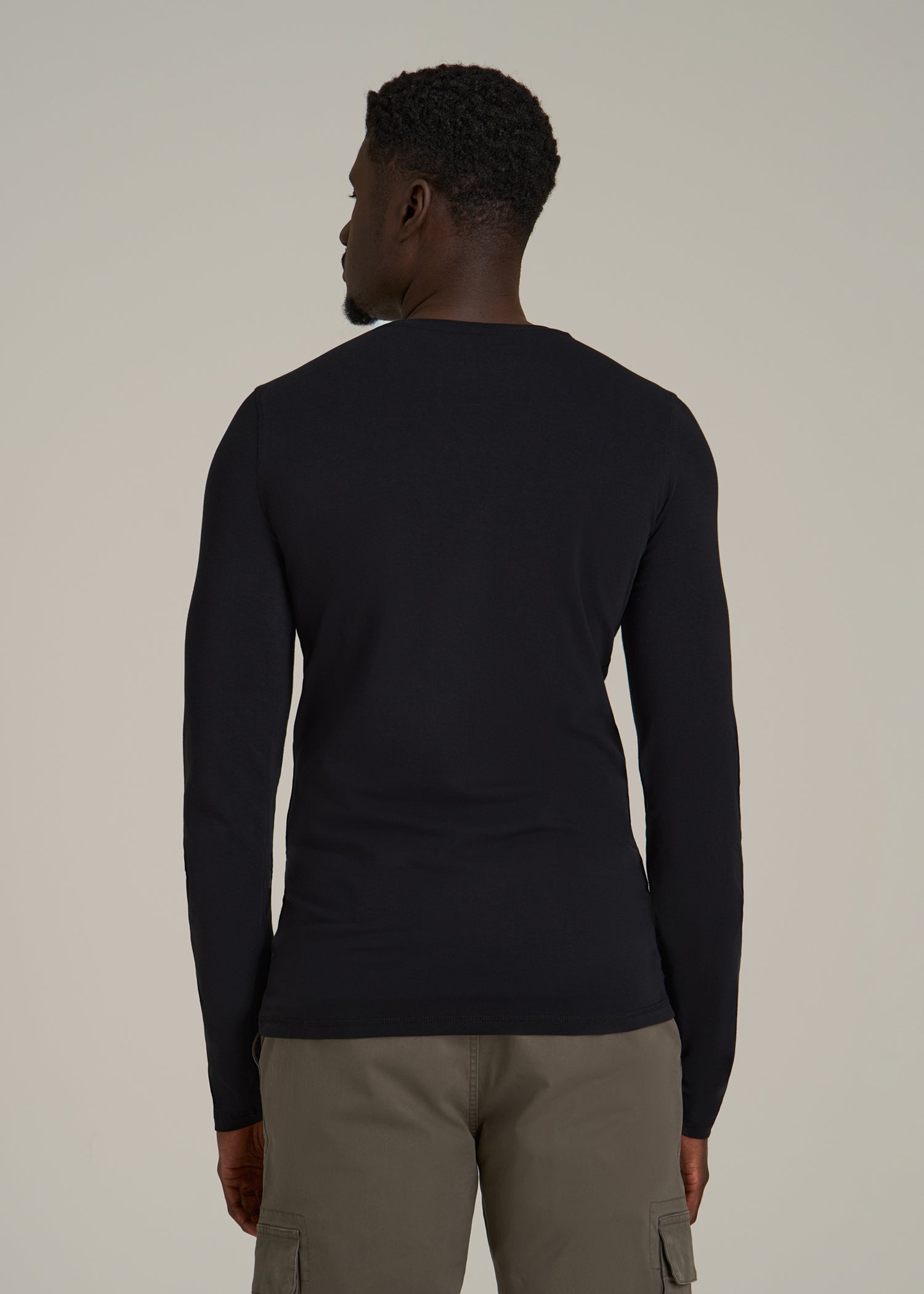 The Essential Slim Fit Long Sleeve Tee for Tall Men in Black