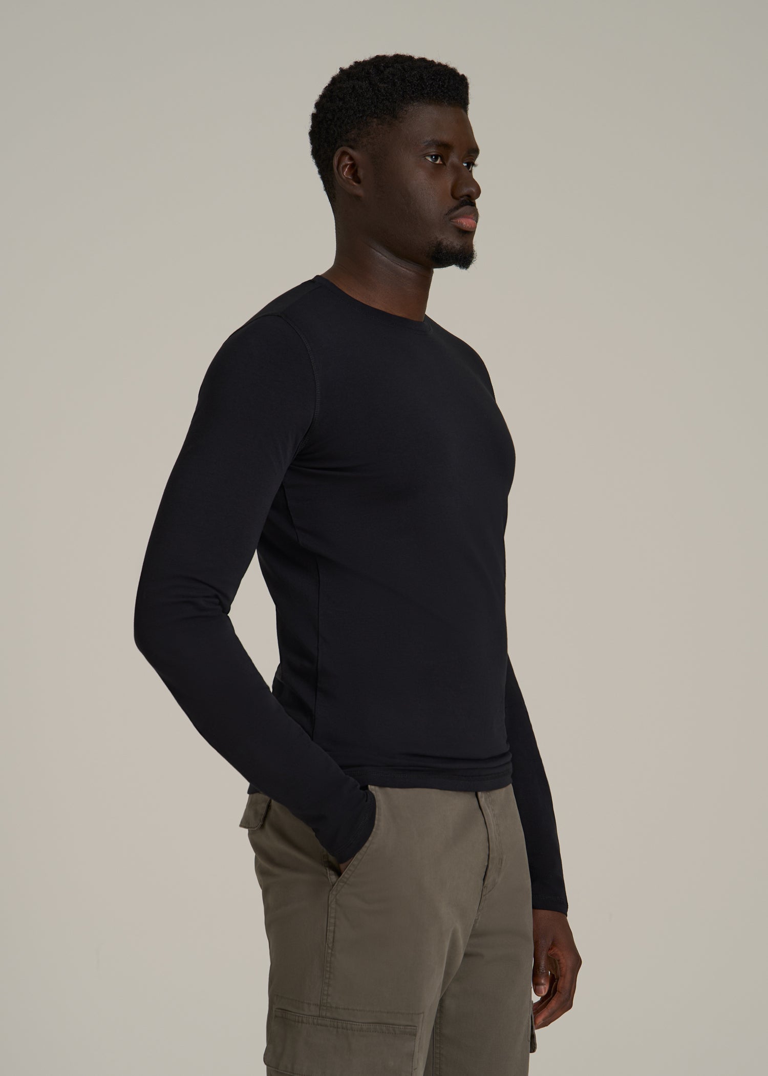 The Essential Slim Fit Long Sleeve Tee for Tall Men in Black