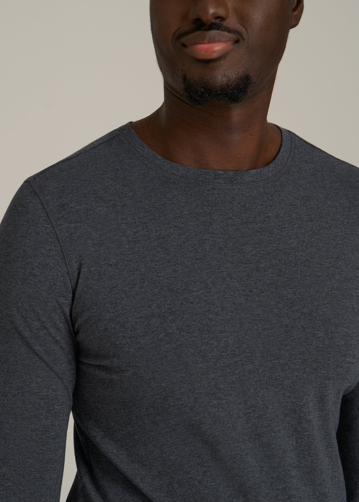 The Essential Slim Fit Long Sleeve Tee for Tall Men in Charcoal Mix