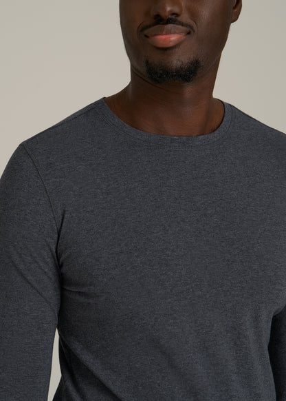 The Essential Slim Fit Long Sleeve Tee for Tall Men in Charcoal Mix