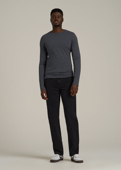 The Essential Slim Fit Long Sleeve Tee for Tall Men in Charcoal Mix