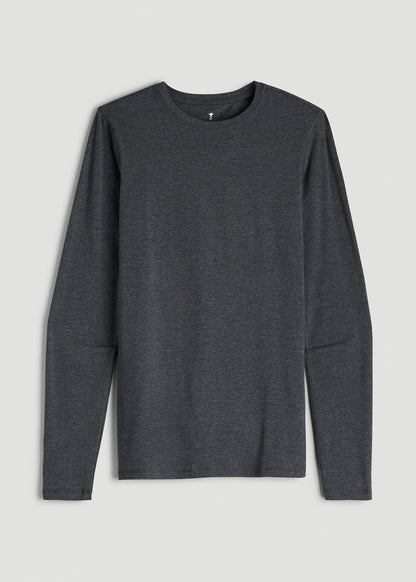The Essential Slim Fit Long Sleeve Tee for Tall Men in Charcoal Mix