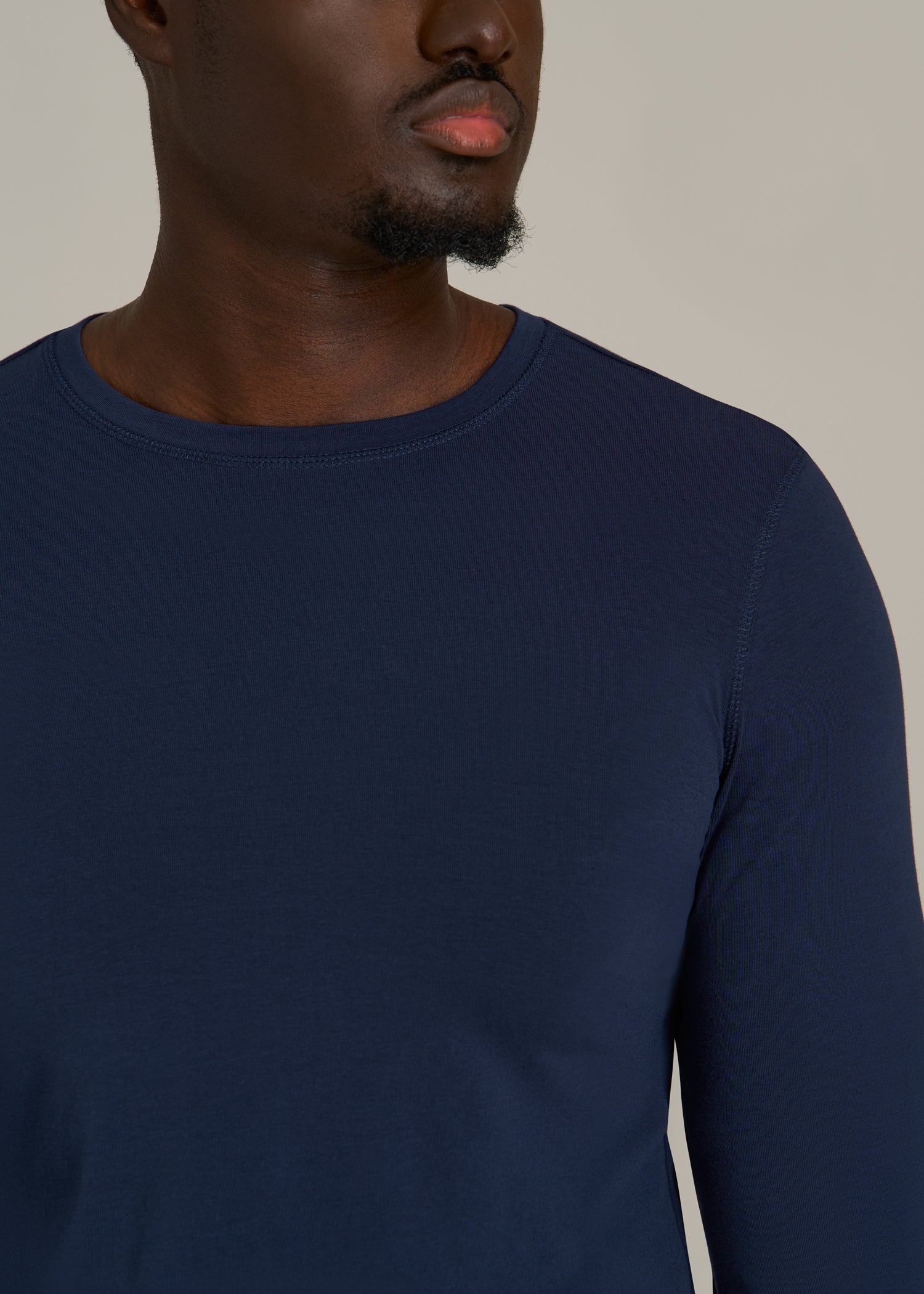 The Essential Slim Fit Long Sleeve Tee for Tall Men in Navy