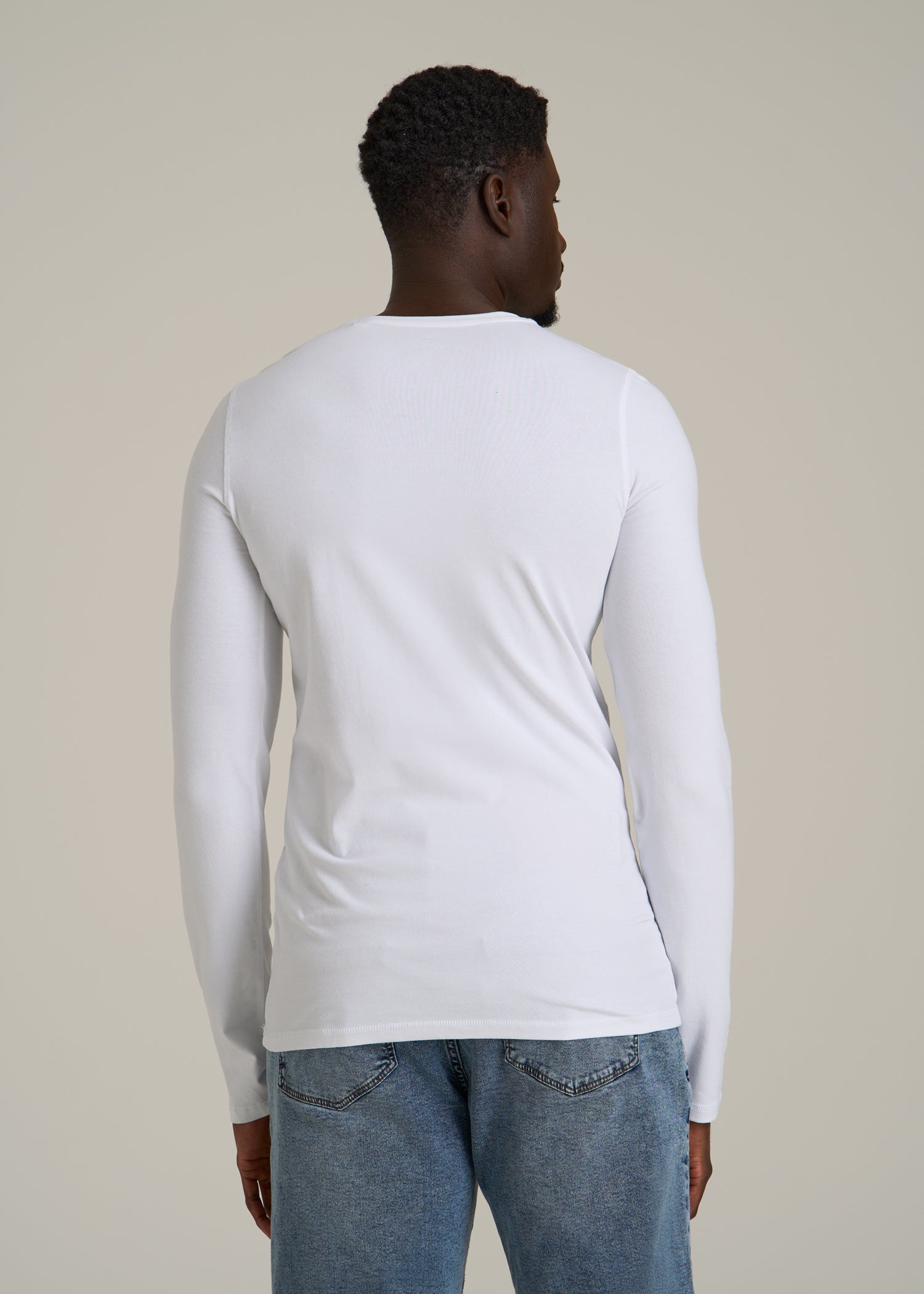The Essential Slim Fit Long Sleeve Tee for Tall Men in White