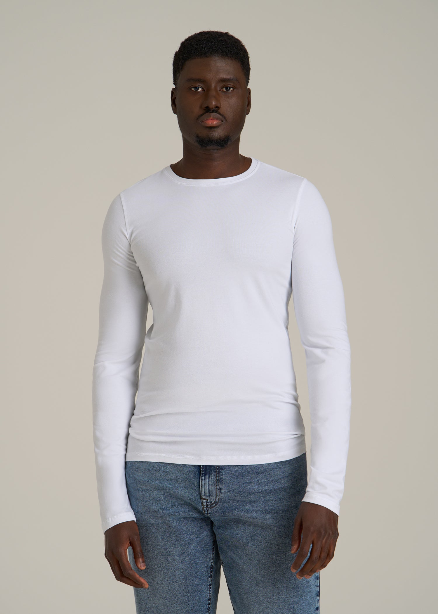 The Essential Slim Fit Long Sleeve Tee for Tall Men in White