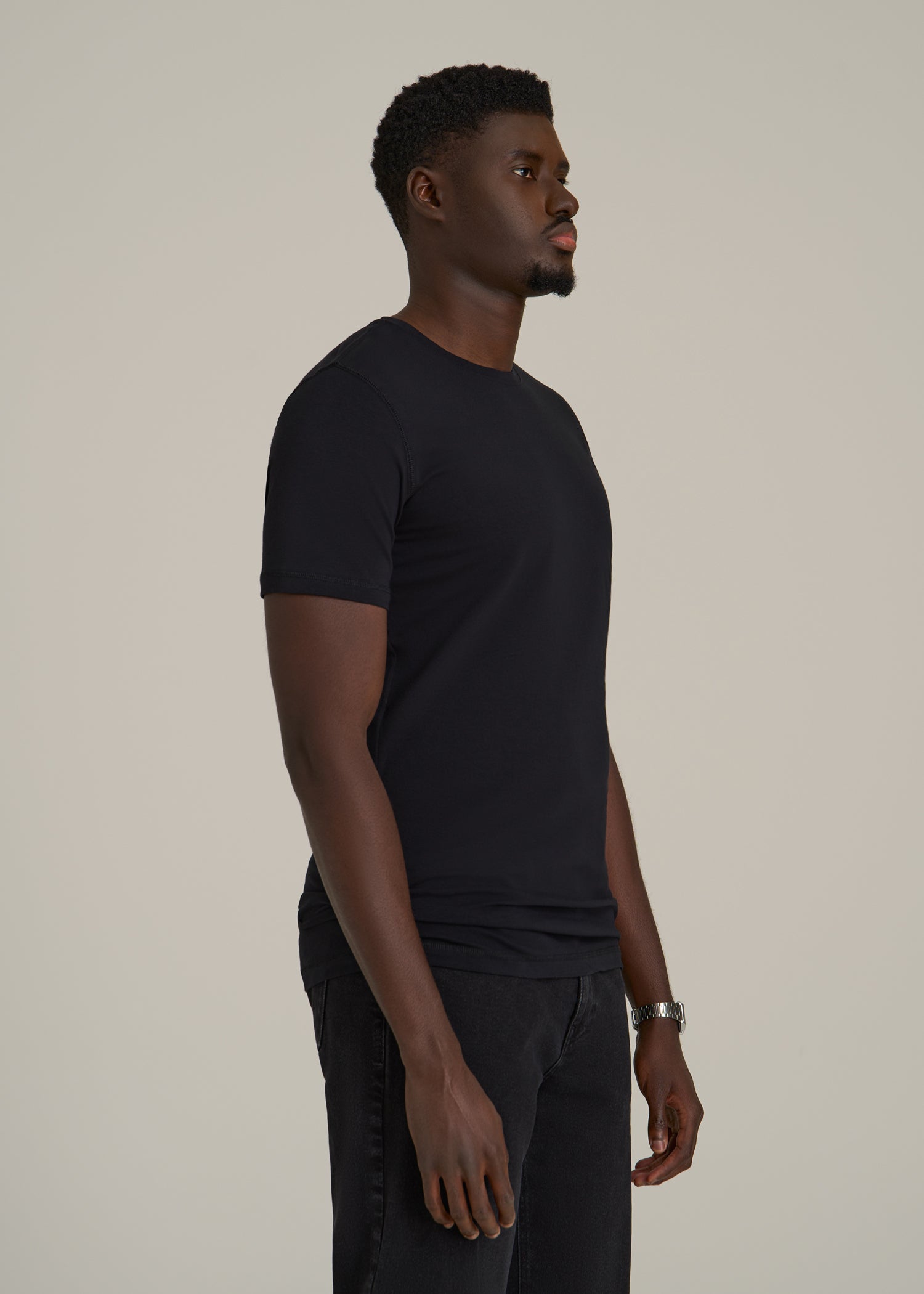 The Essential Slim Fit Crewneck Tee for Tall Men in Black