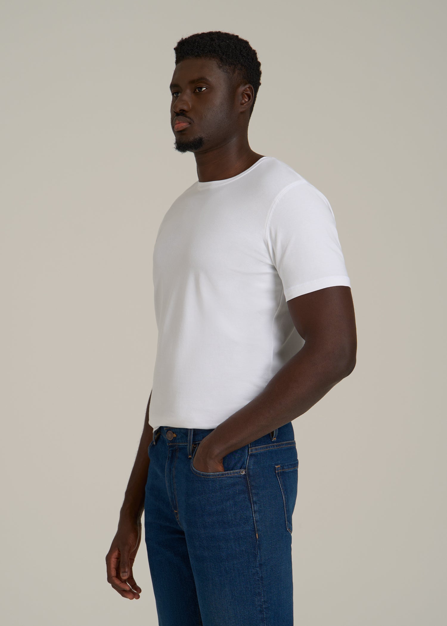 The Essential Slim Fit Crewneck Tee for Tall Men in White