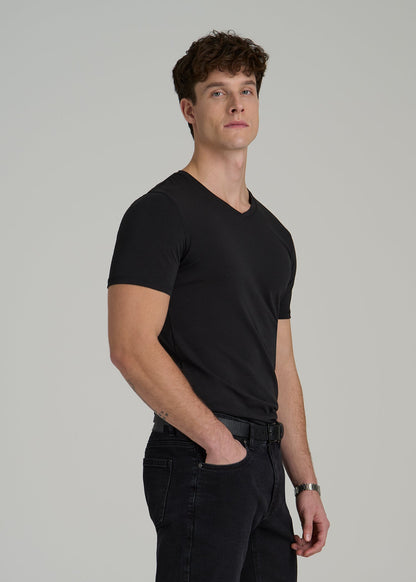 The Essential Slim Fit V-Neck Tee for Tall Men in Black