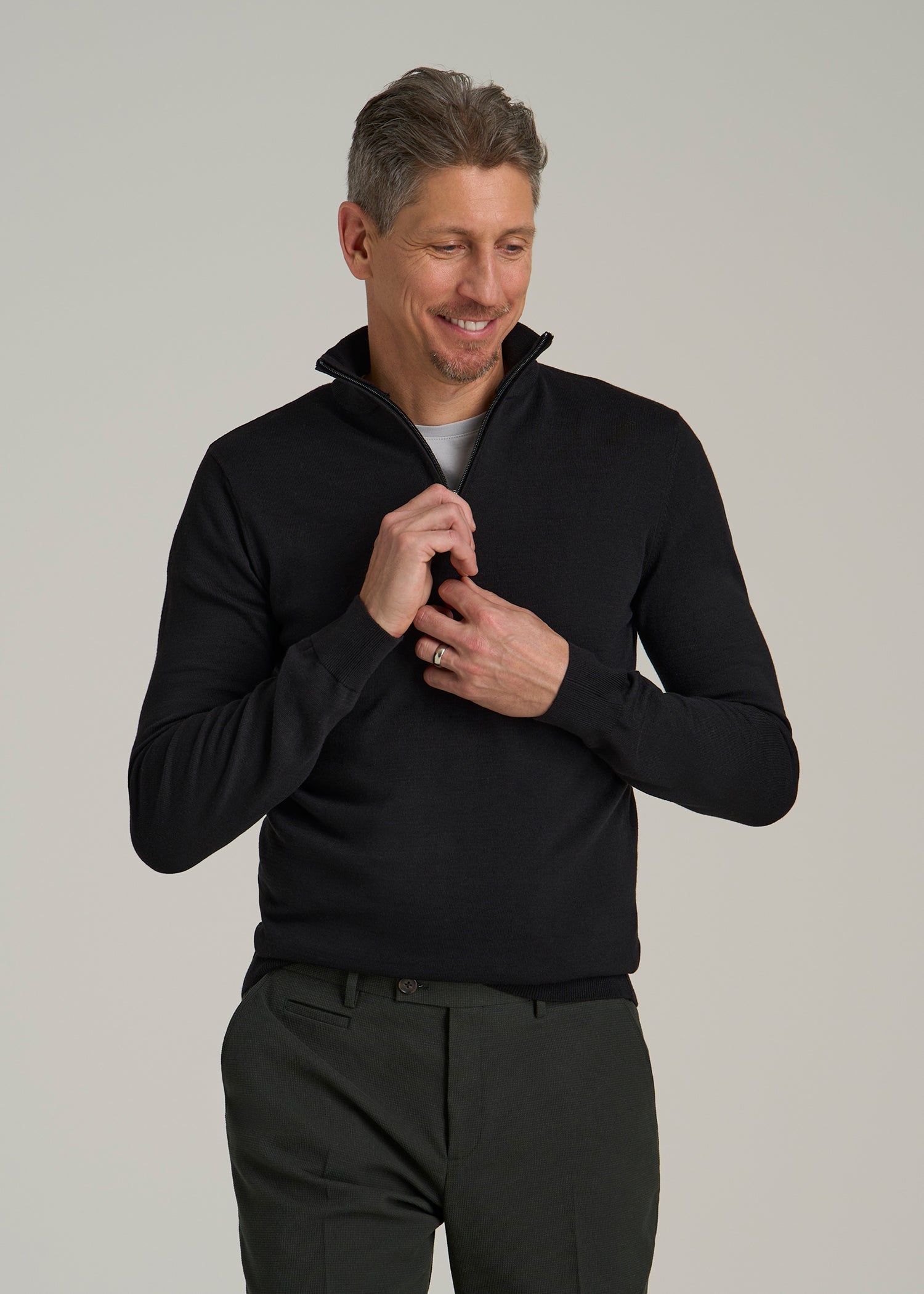 Everyday Quarter-Zip Sweater for Tall Men in Black