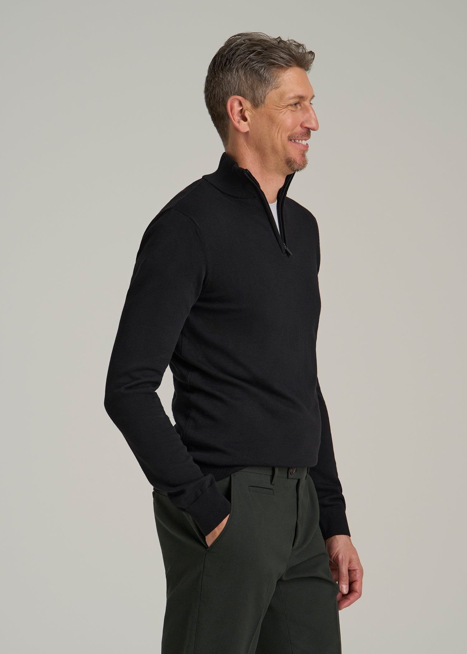 Everyday Quarter-Zip Sweater for Tall Men in Black