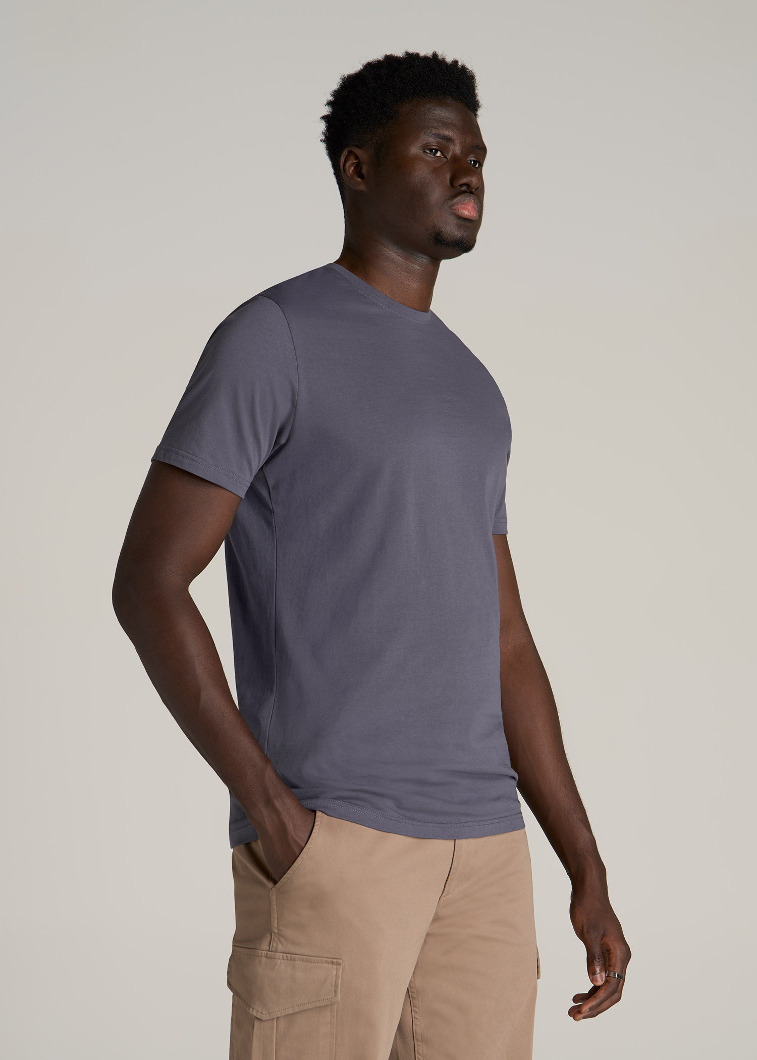 The Everyday Regular Fit Crewneck T-Shirt for Tall Men in Grey Blue