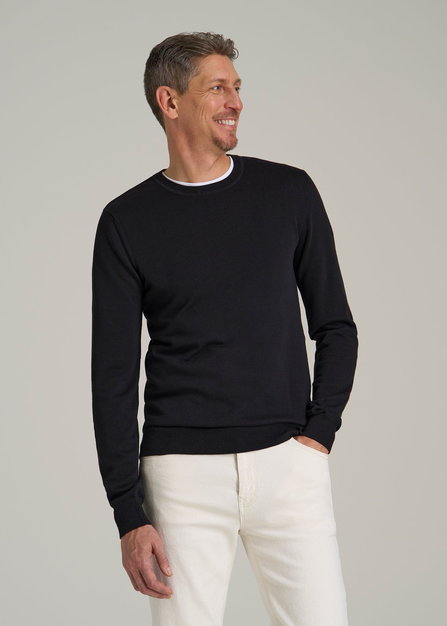 Everyday Crewneck Sweater for Tall Men in Black
