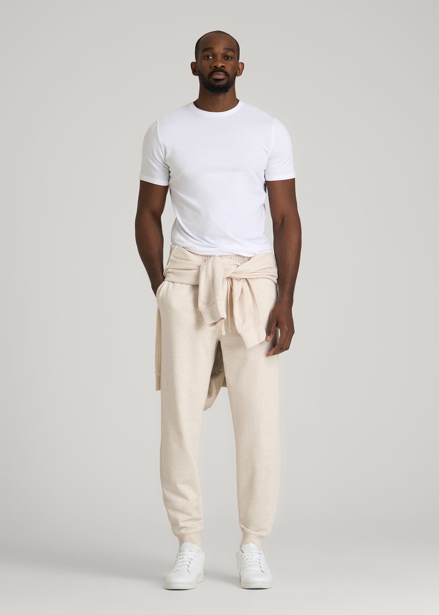 Everyday French Terry Jogger for Tall Men in Heathered Oatmeal