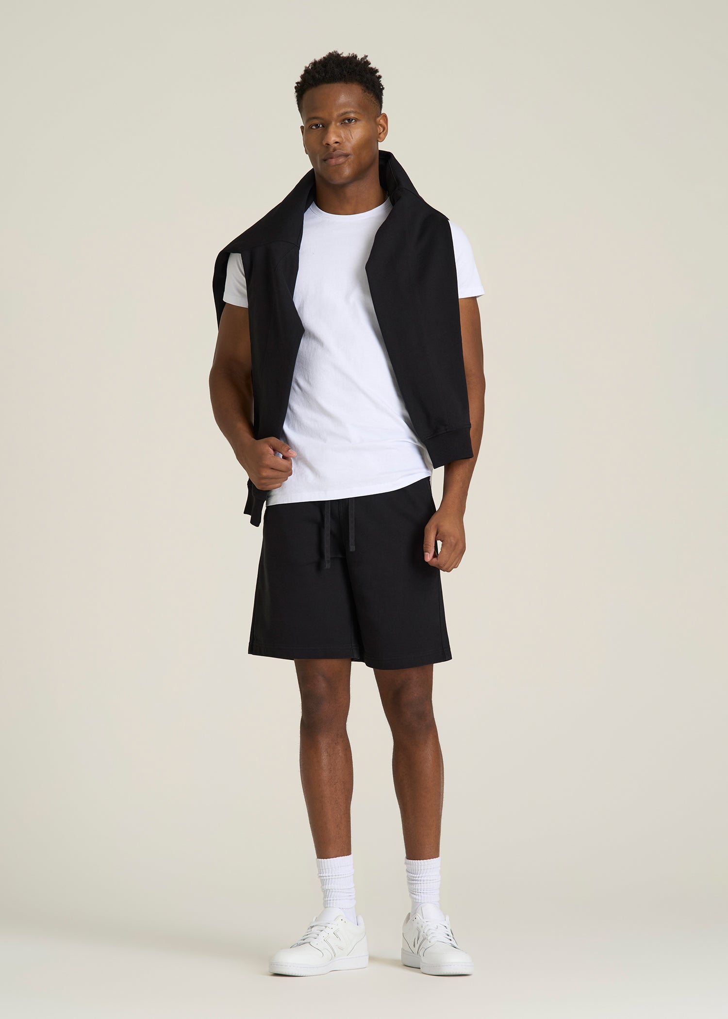 Everyday French Terry Shorts for Tall Men in Black