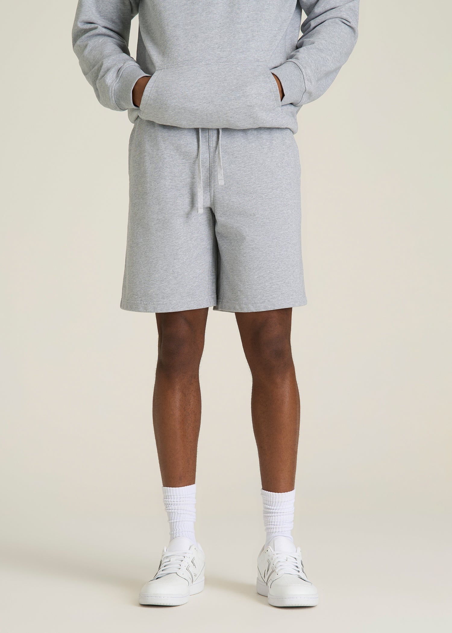 Everyday French Terry Shorts for Tall Men in Grey Mix