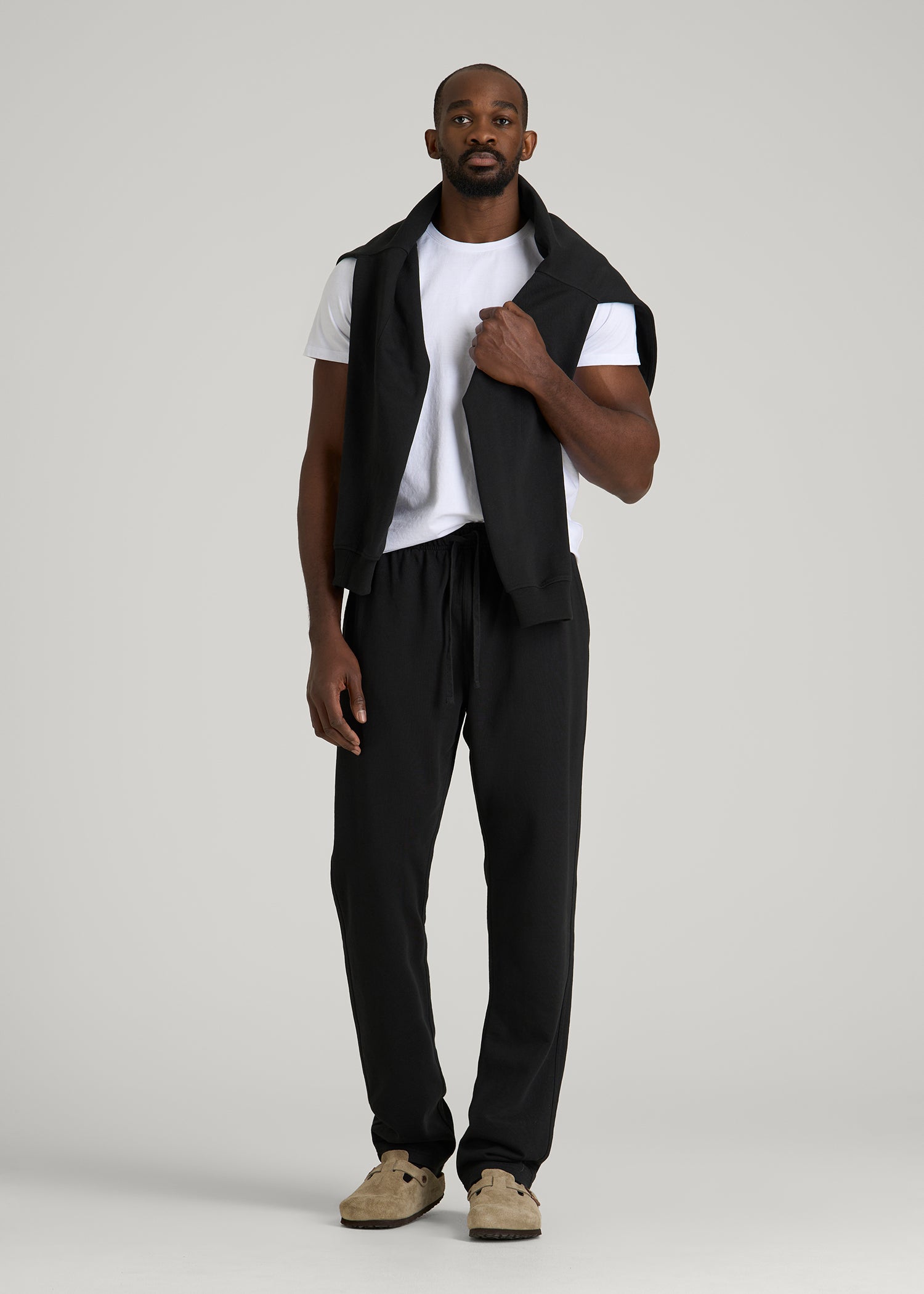 Everyday French Terry Straight Leg Sweatpants for Tall Men in Black