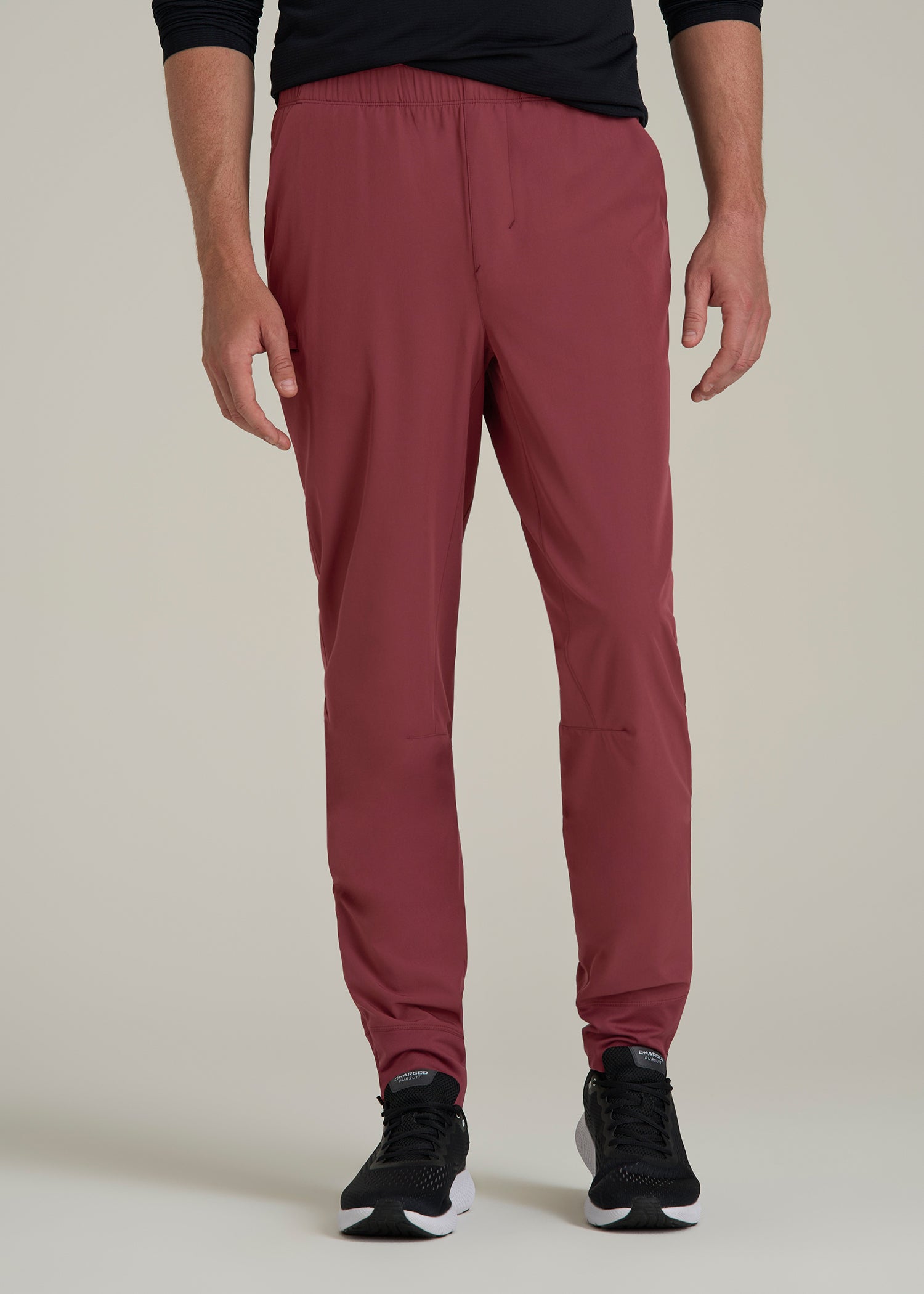 Featherweight Perforated Training Joggers for Tall Men in Oxblood Red