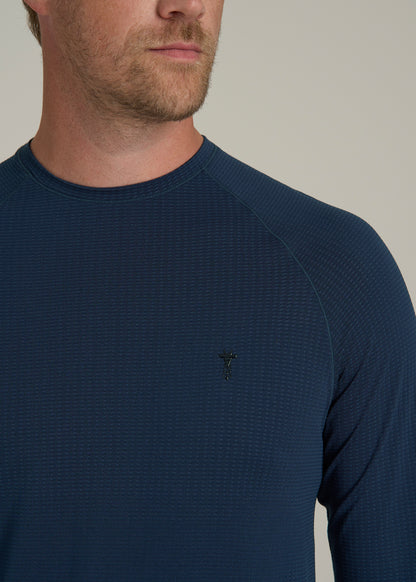 Long Sleeve Vented Performance Top for Tall Men in Navy Blue
