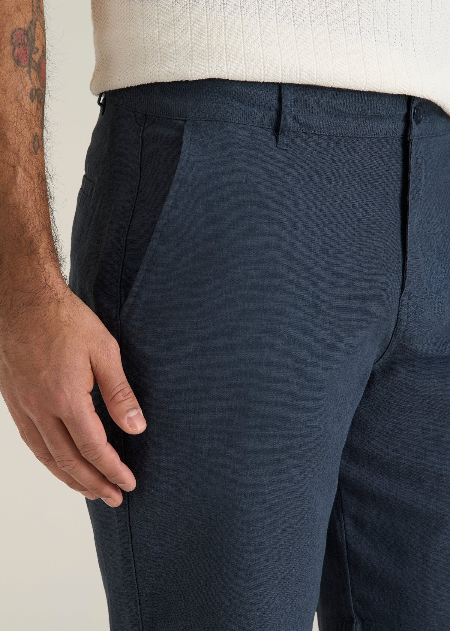 Linen Shorts For Tall Men in Chambray Linen