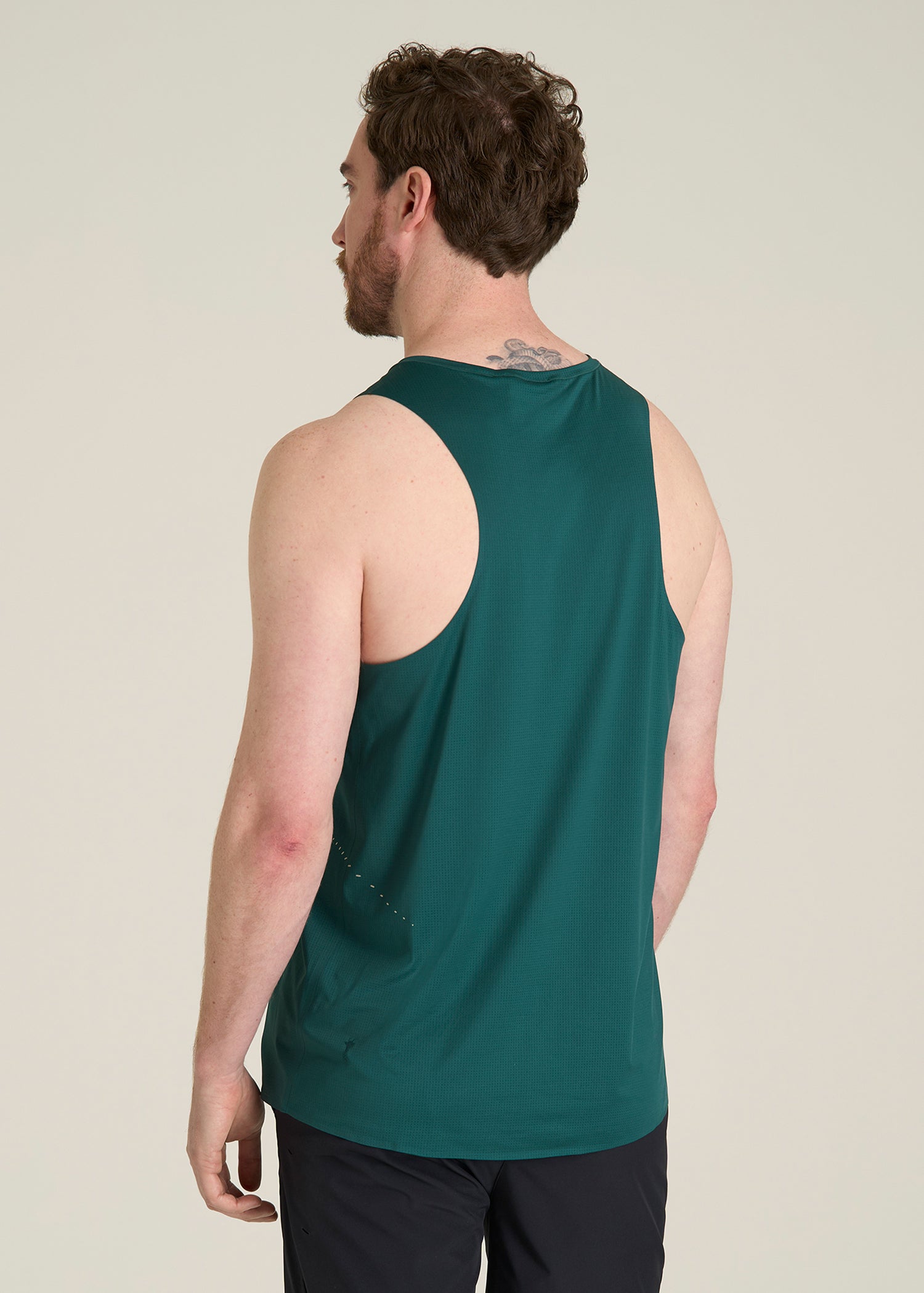 Perforated Training Singlet for Tall Men in Deep Teal
