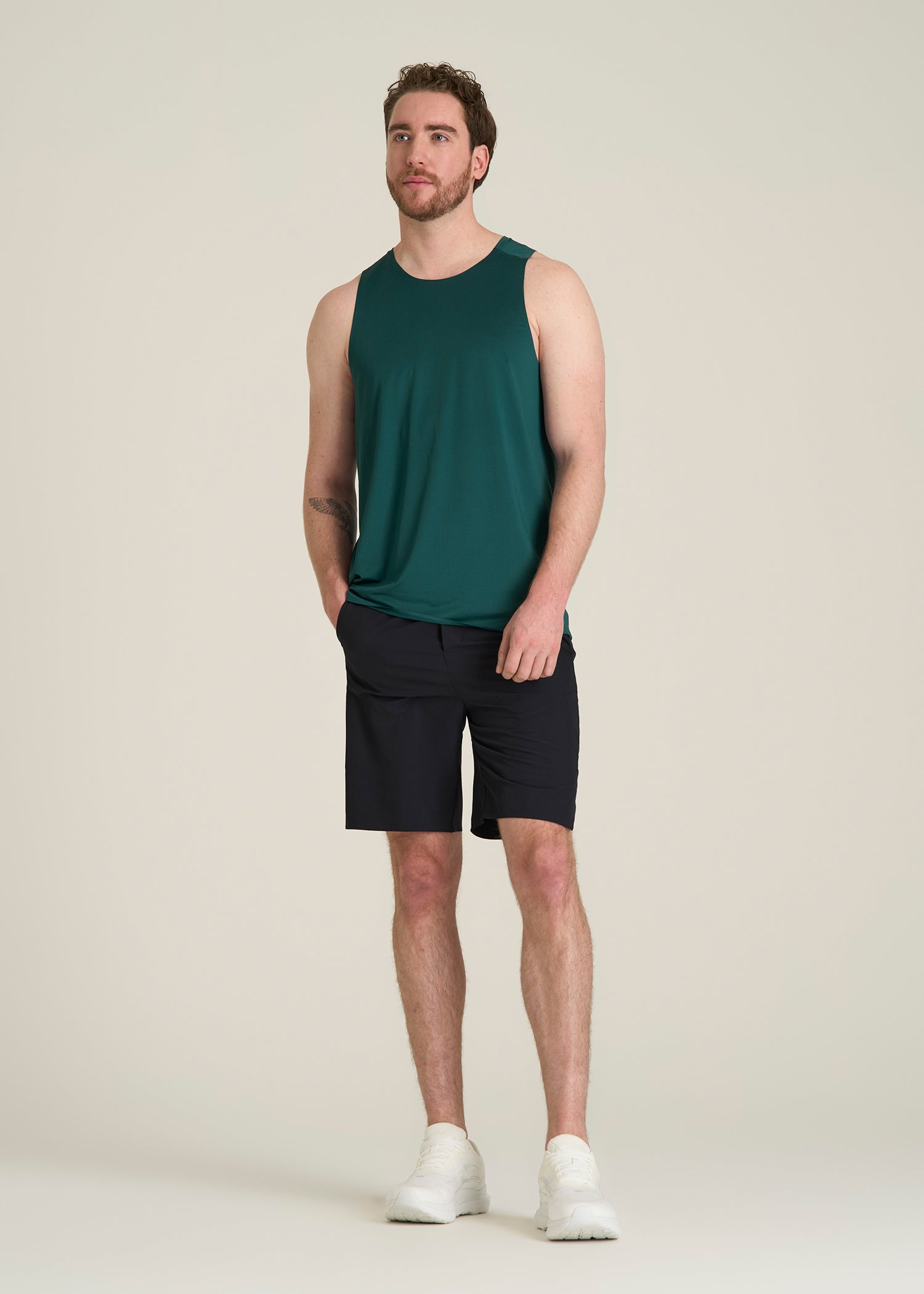 Perforated Training Singlet for Tall Men in Deep Teal