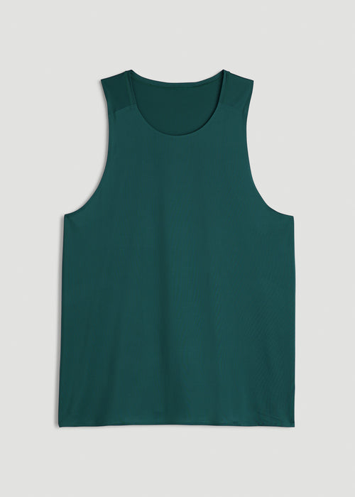 Perforated Training Singlet for Tall Men in Deep Teal