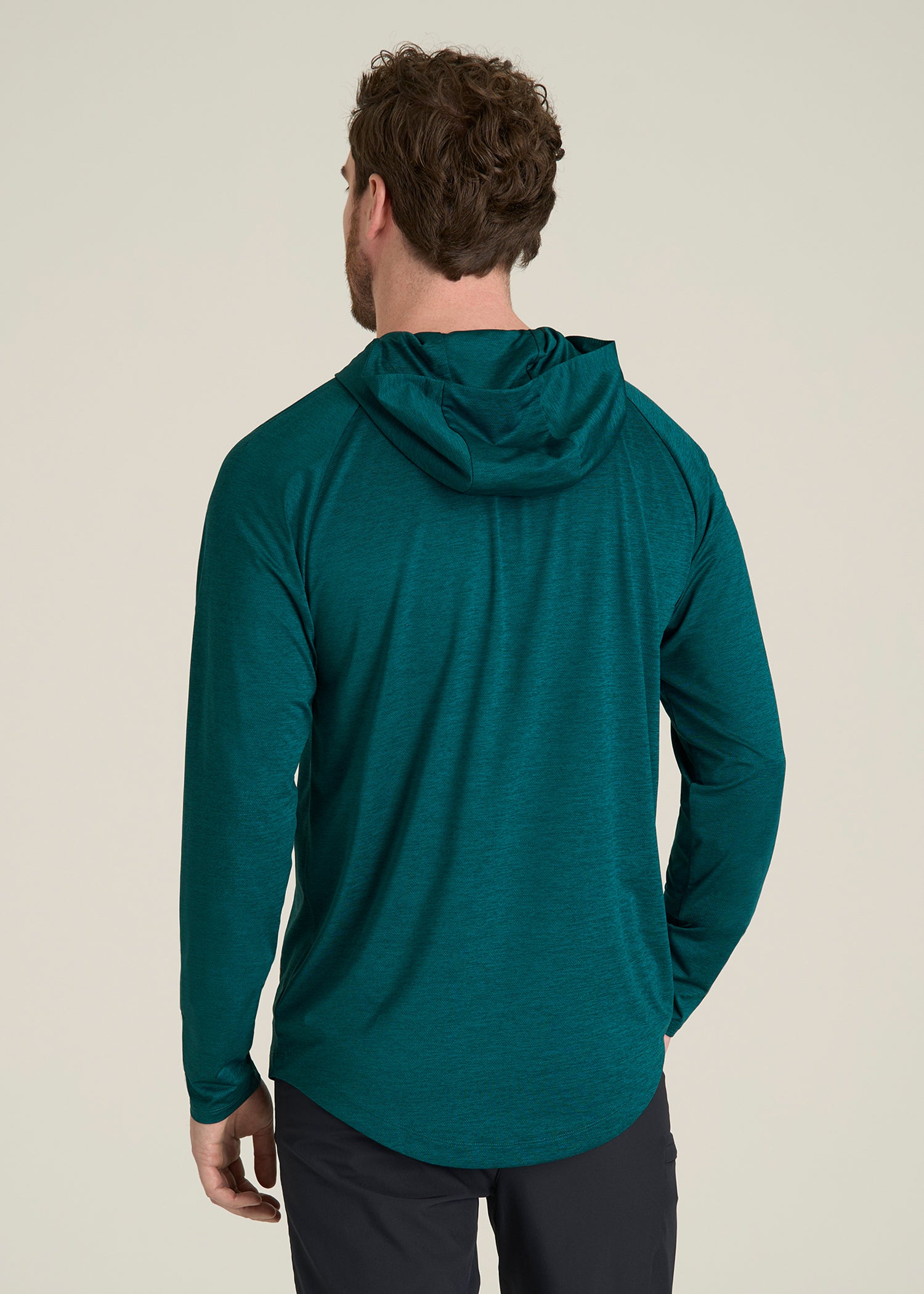 A.T. Performance Training Hoodie for Tall Men in Deep Teal Space Dye