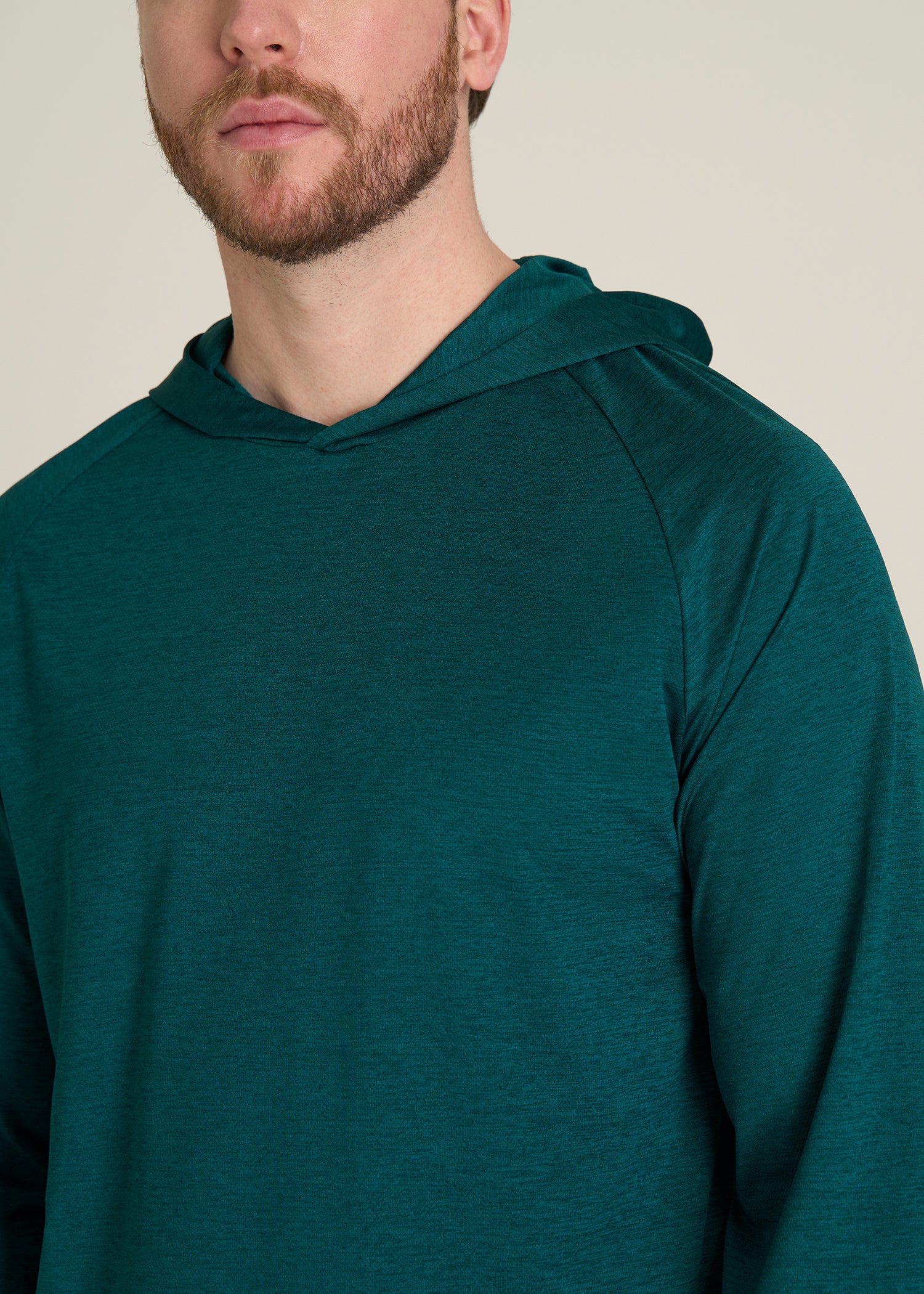 A.T. Performance Training Hoodie for Tall Men in Deep Teal Space Dye