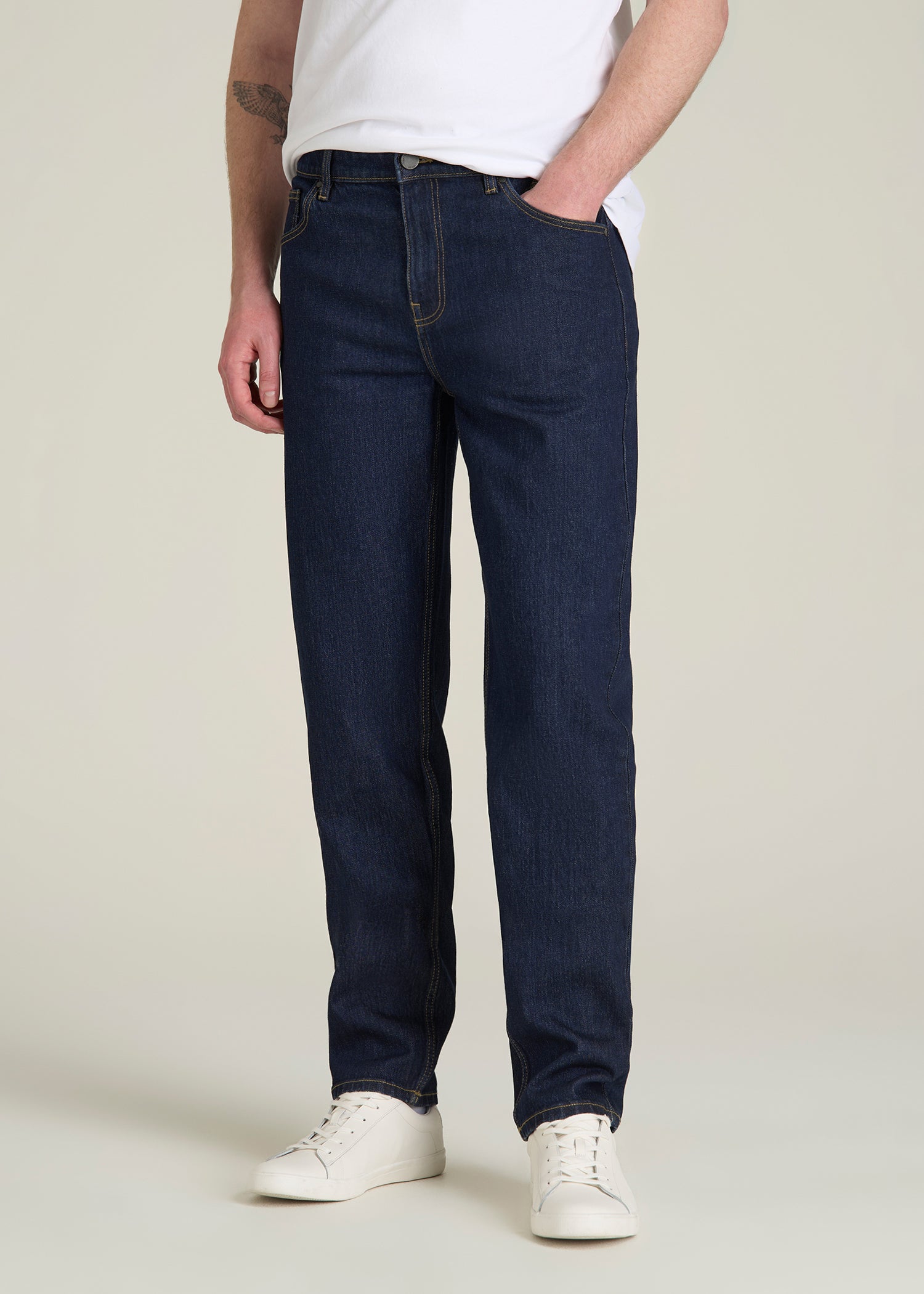 MILO Relaxed Tapered Fit Jeans for Tall Men in Deep Indigo Wash