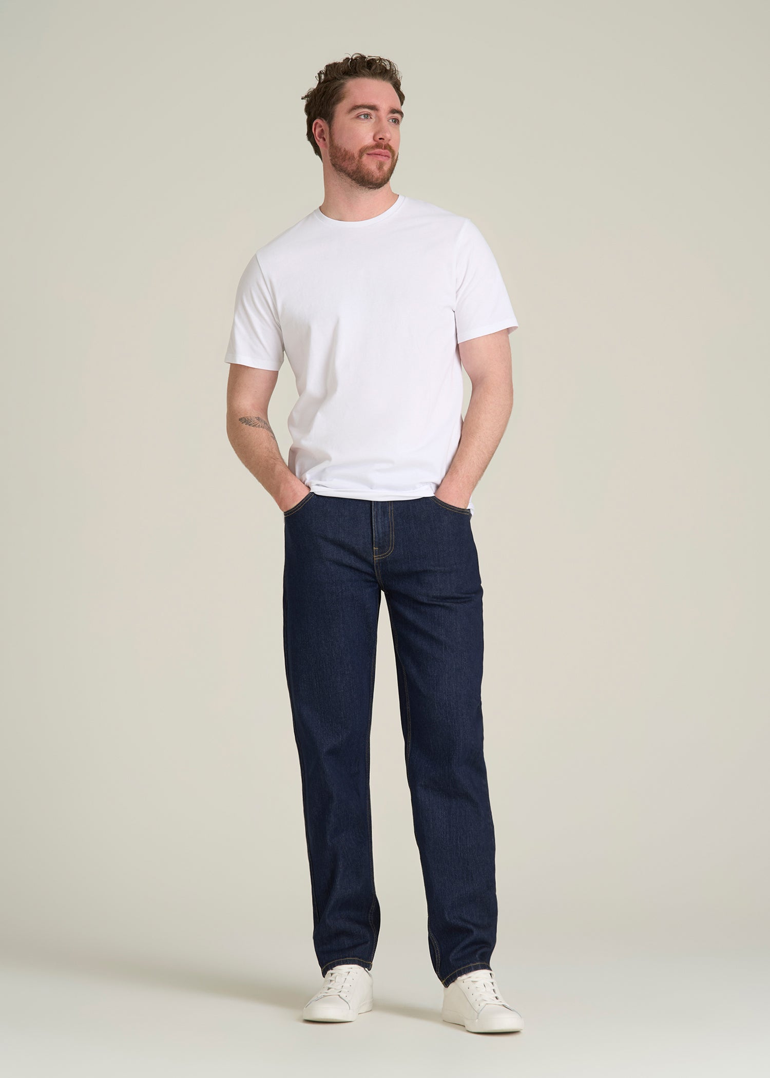 MILO Relaxed Tapered Fit Jeans for Tall Men in Deep Indigo Wash