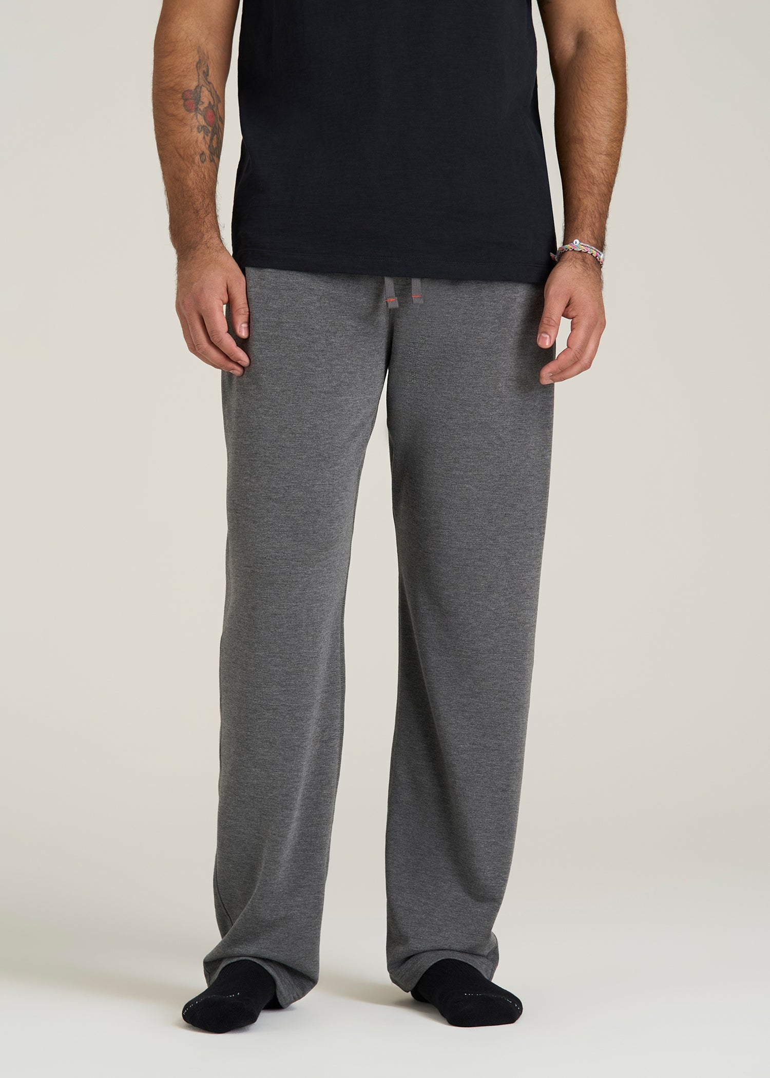 Open-Bottom Pajama Pants for Tall Men in Charcoal Mix