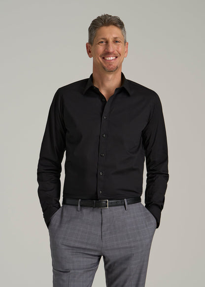 Oskar Button-Up Dress Shirt for Tall Men in Black
