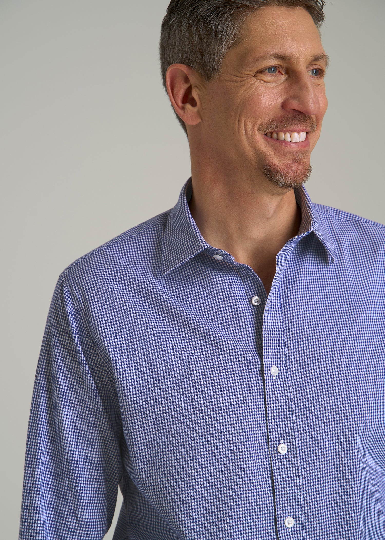 Oskar Easy care Dress Shirts in Cobalt Mini Check