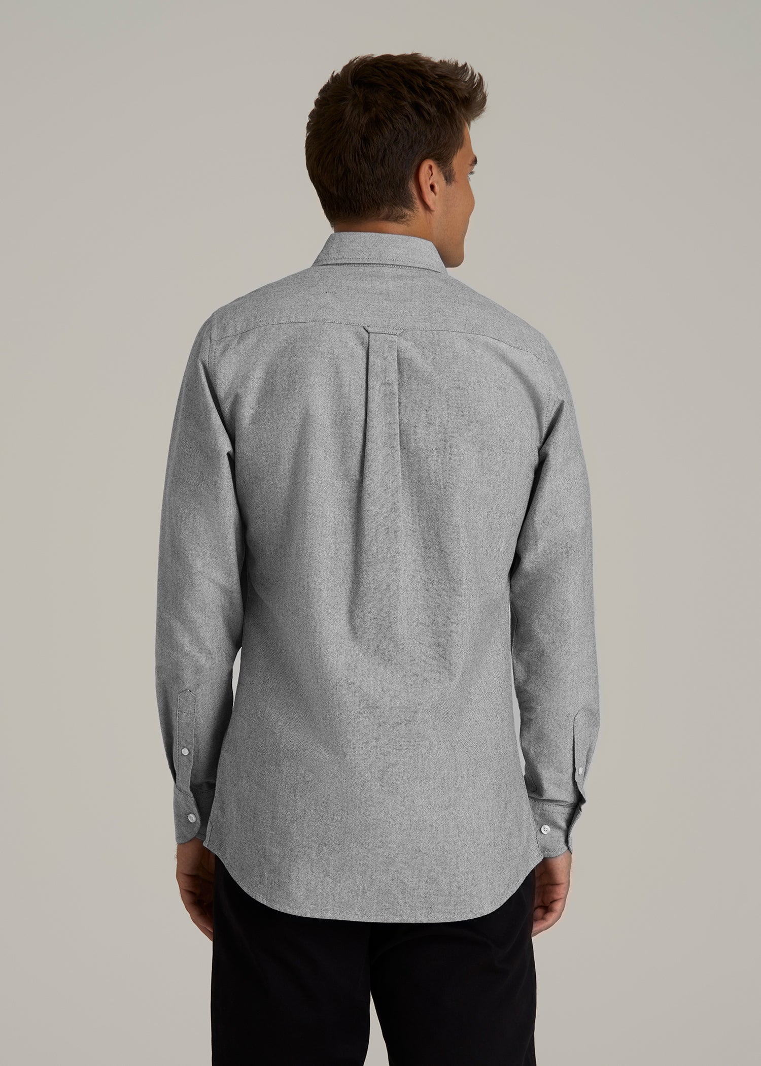 Oxford Cloth Button Down Shirt for Tall Men in Formal Grey