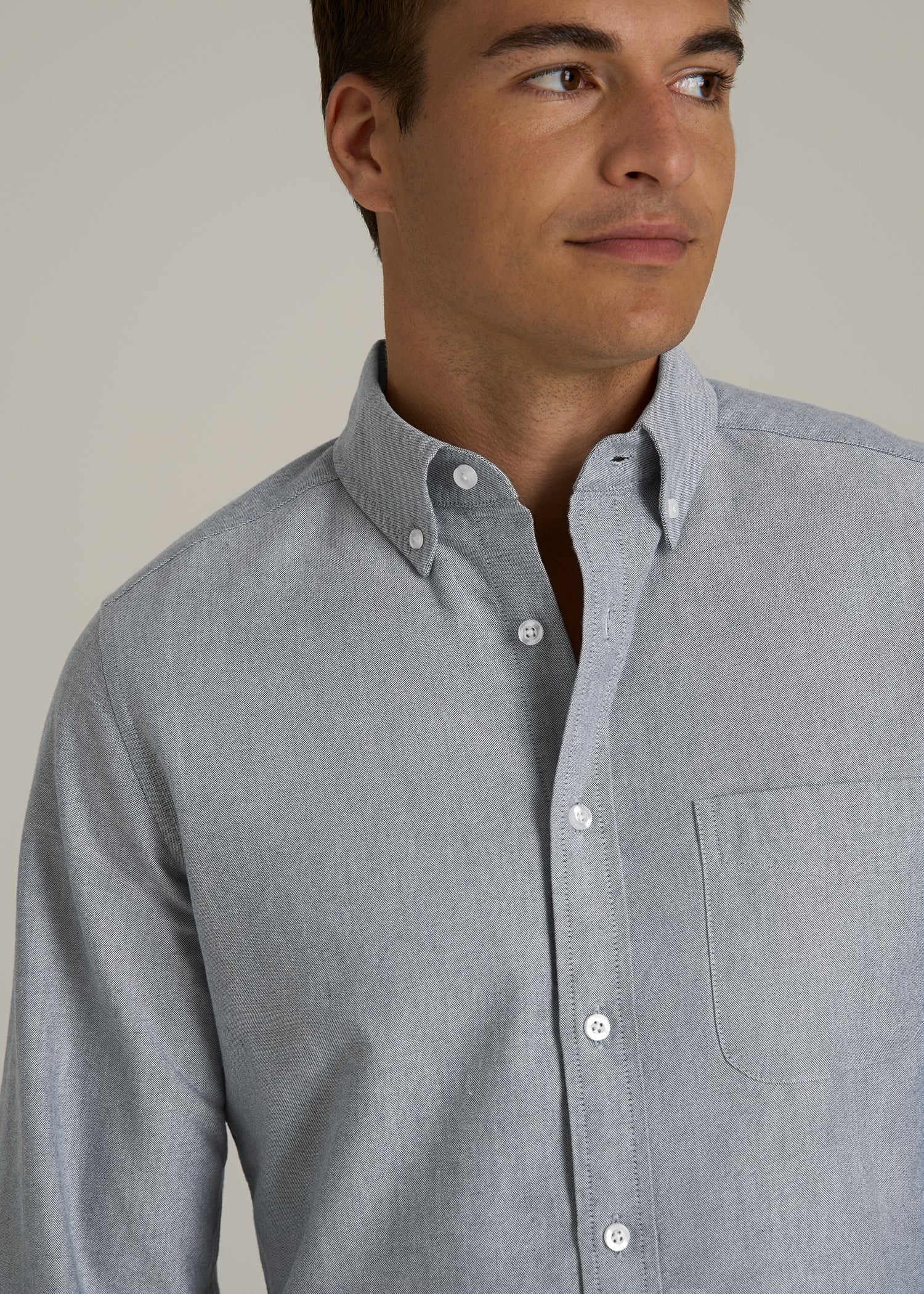 Oxford Cloth Button Down Shirt for Tall Men in Tradewinds Blue