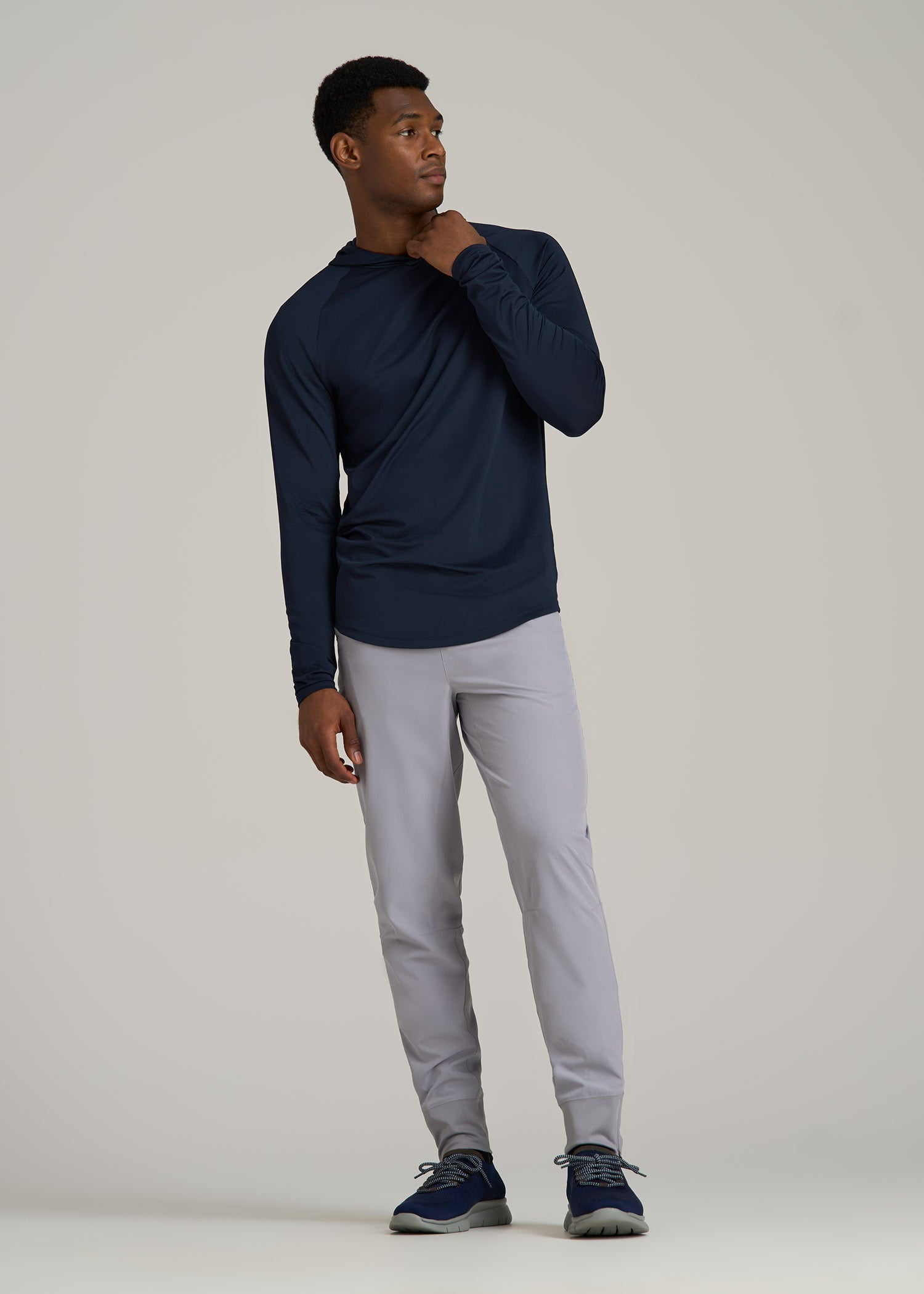 A.T. Performance Training Hoodie for Tall Men in Evening Blue