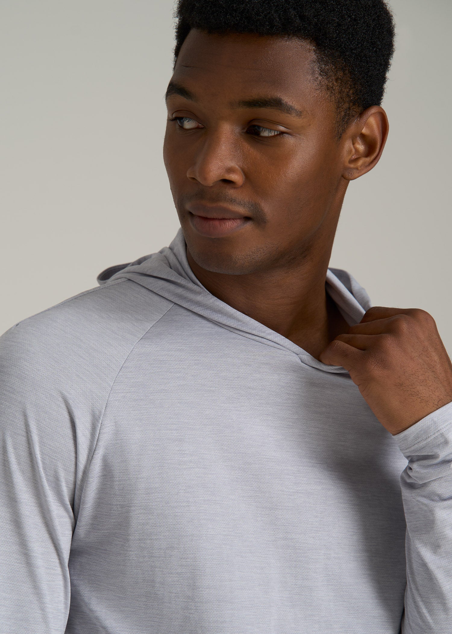 A.T. Performance Training Hoodie for Tall Men in Light Silver