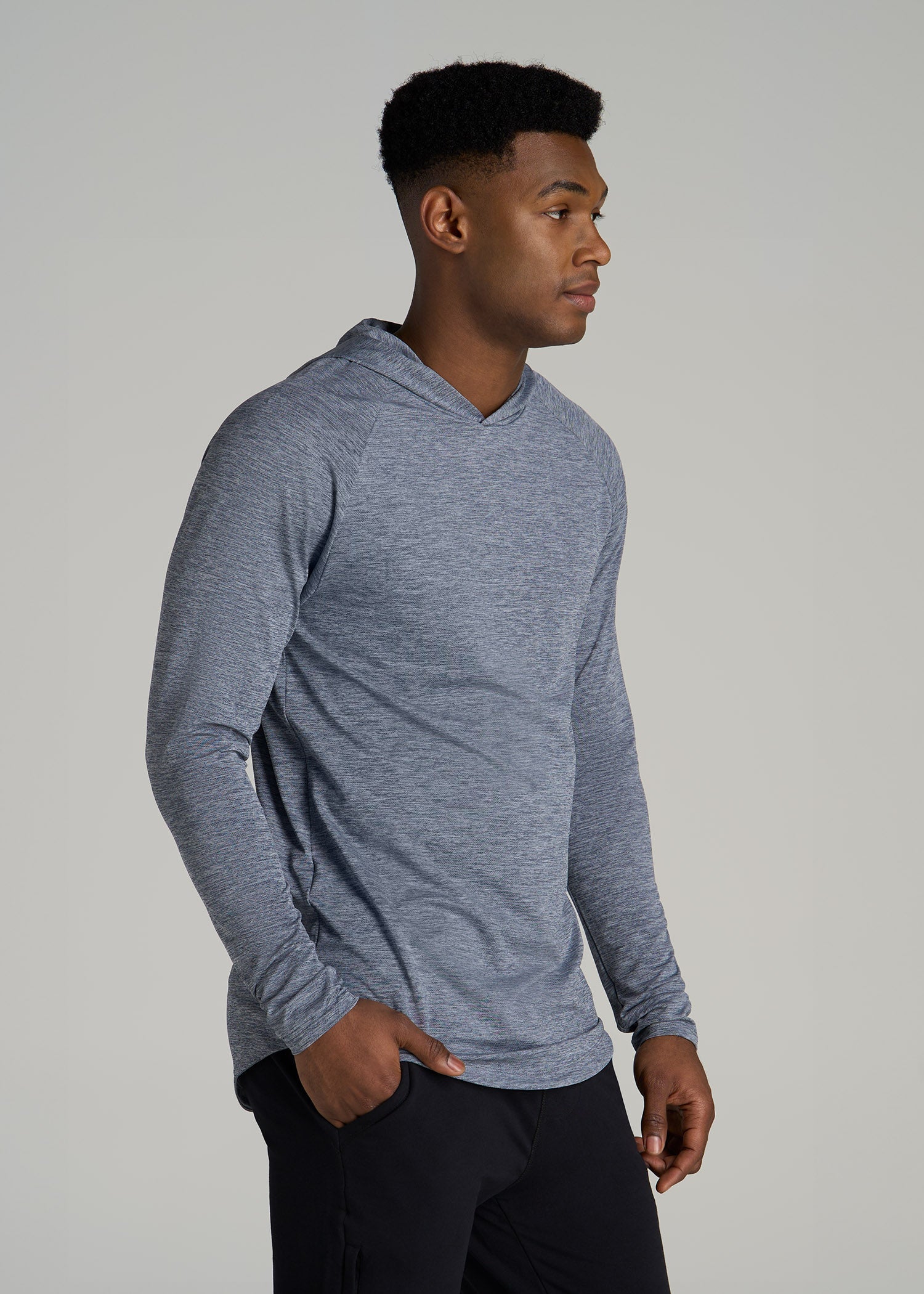 A.T. Performance Training Hoodie for Tall Men in Navy Space Dye