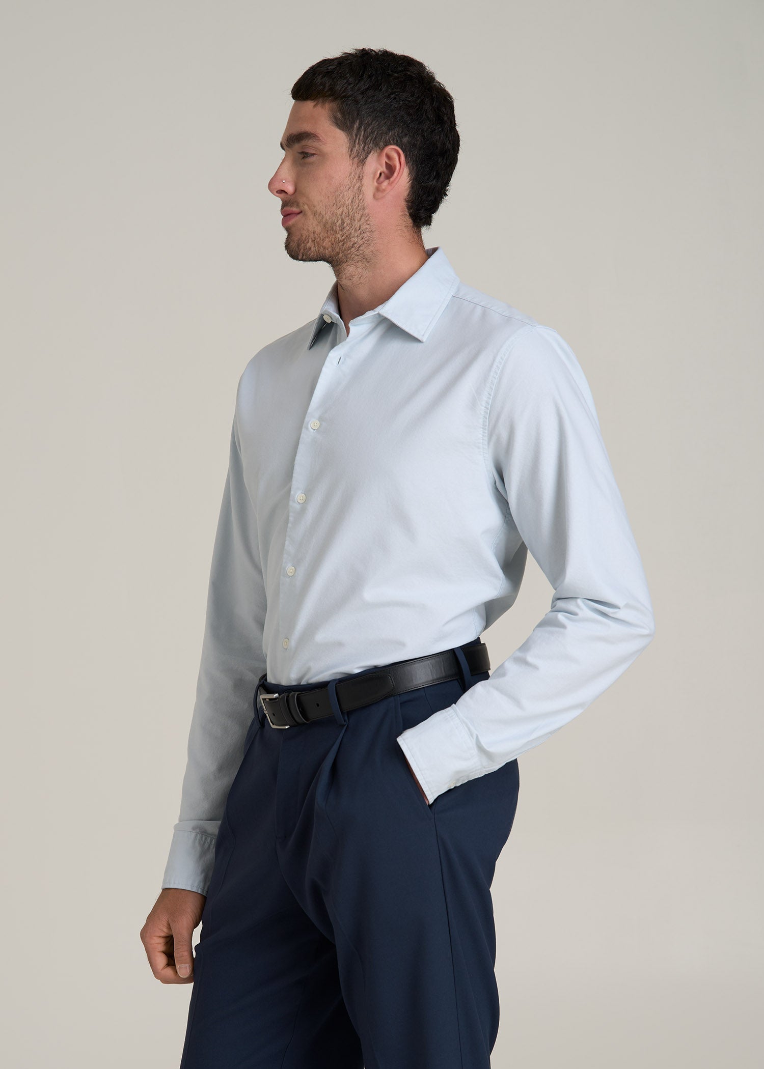 Pinpoint Oxford Shirt for Tall Men in Light Blue