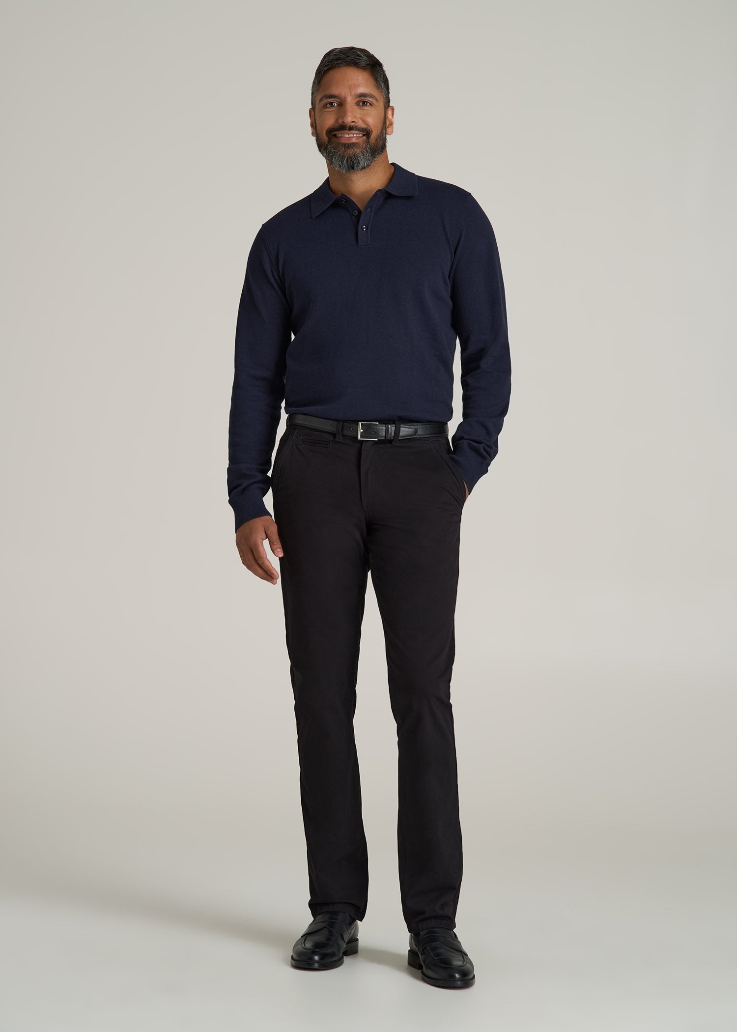 Polo Sweater for Tall Men in Evening Blue