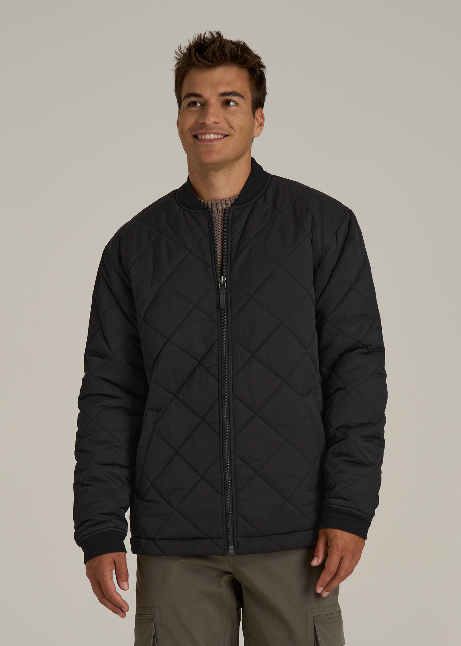 Quilted Jacket for Tall Men in Black