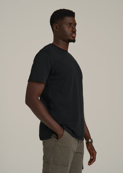 REGULAR-FIT Slub Tee for Tall Men in Black