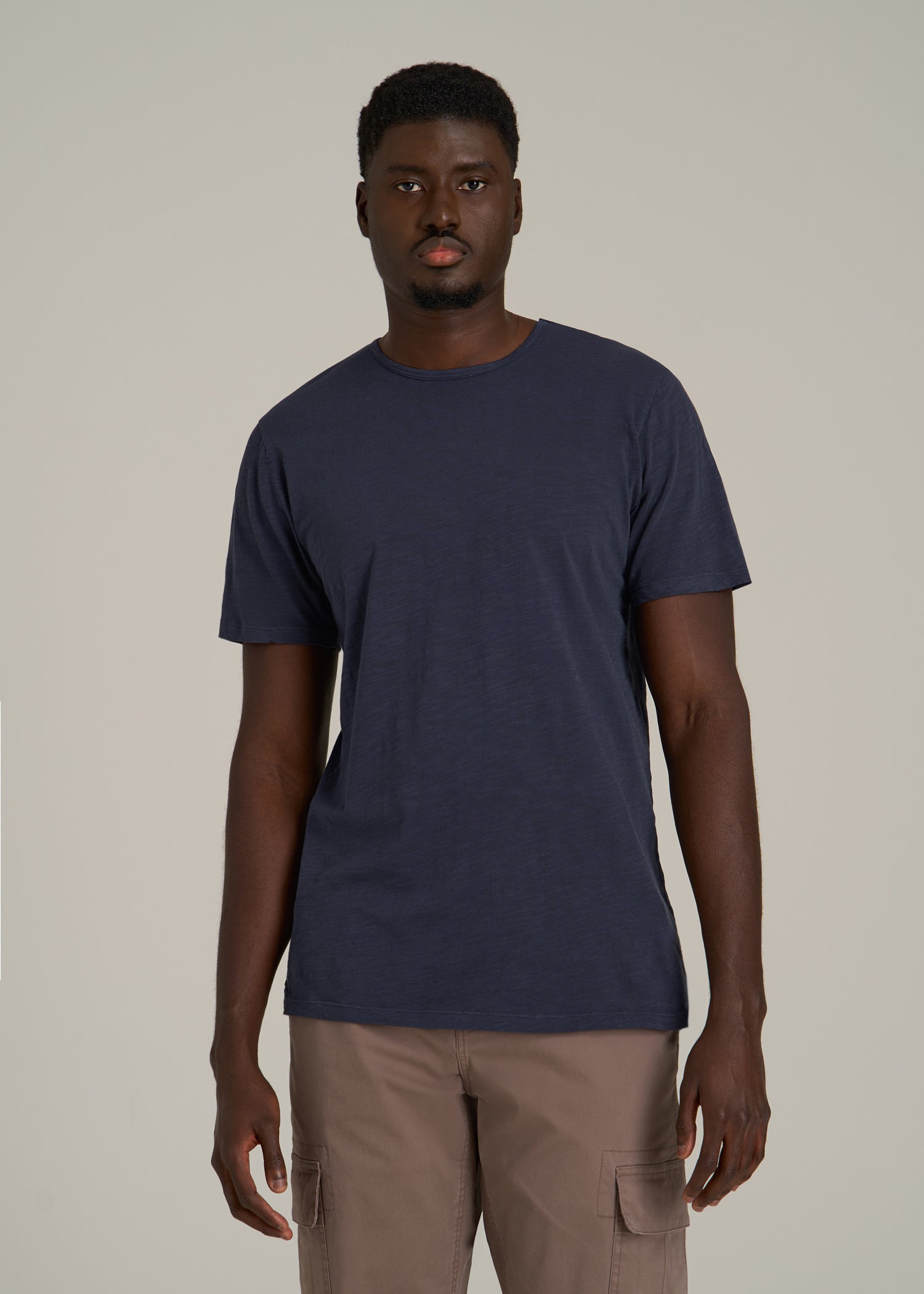 REGULAR-FIT Slub Tee for Tall Men in Navy