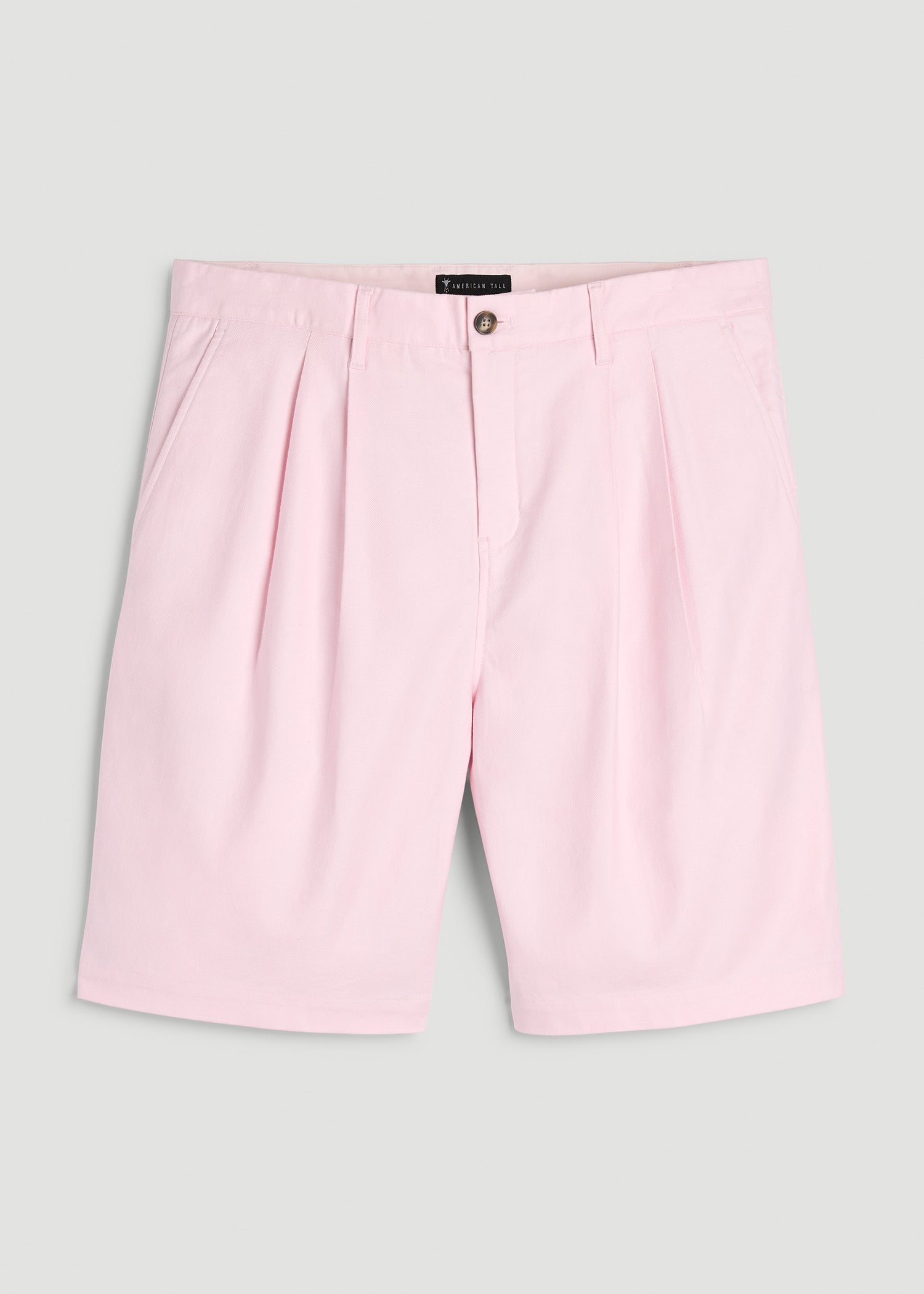 Stretch Cotton Linen Blend Shorts for Tall Men in Barely Pink