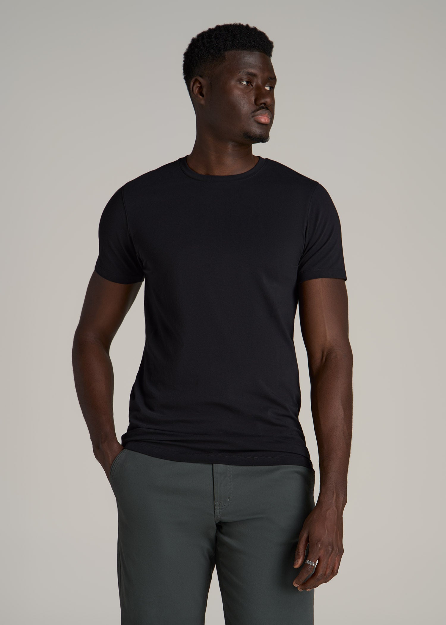 The Essential Modern Fit Crewneck Tee for Tall Men in Black